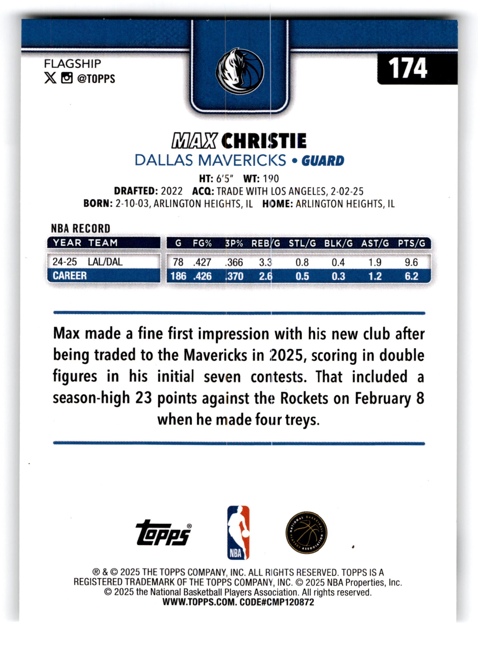 2025 Topps Flagship Max Christie #174