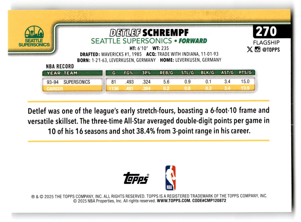 2025 Topps Flagship Detlef Schrempf #270