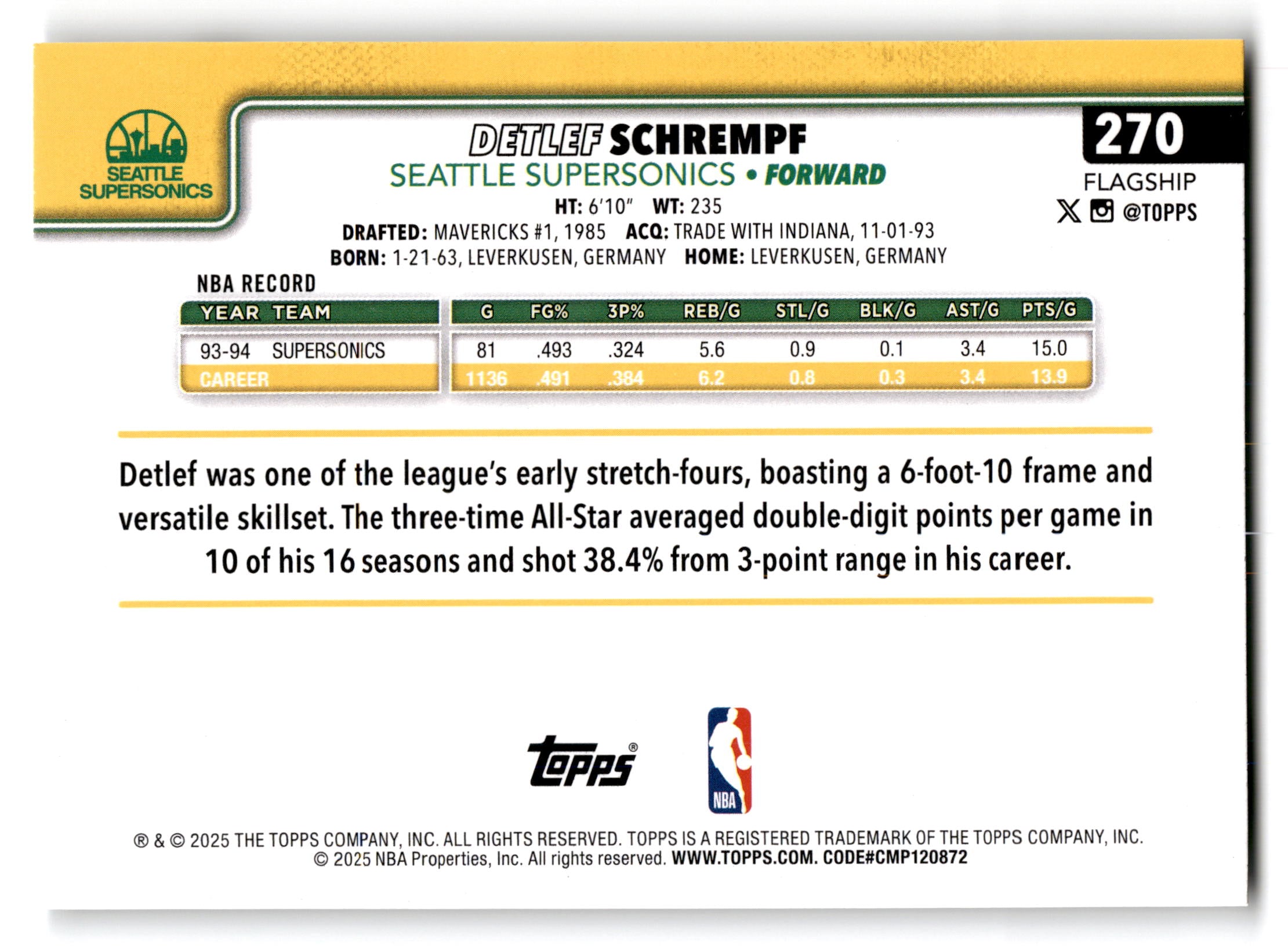 2025 Topps Flagship Detlef Schrempf #270