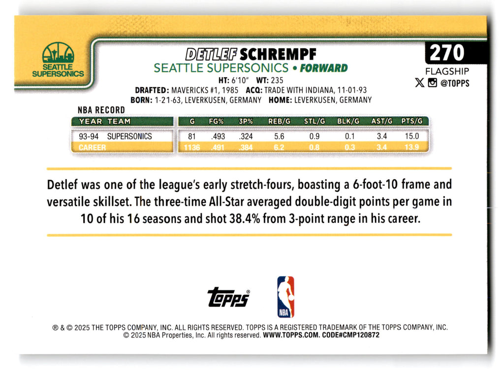 2025 Topps Flagship Detlef Schrempf #270