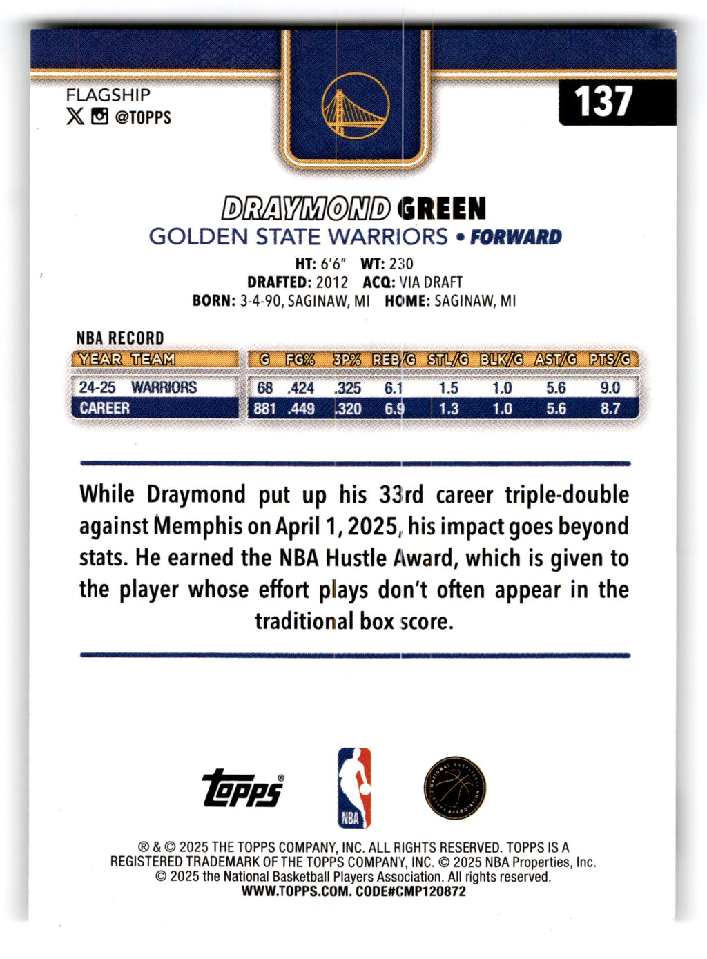 2025 Topps Flagship Draymond Green #137
