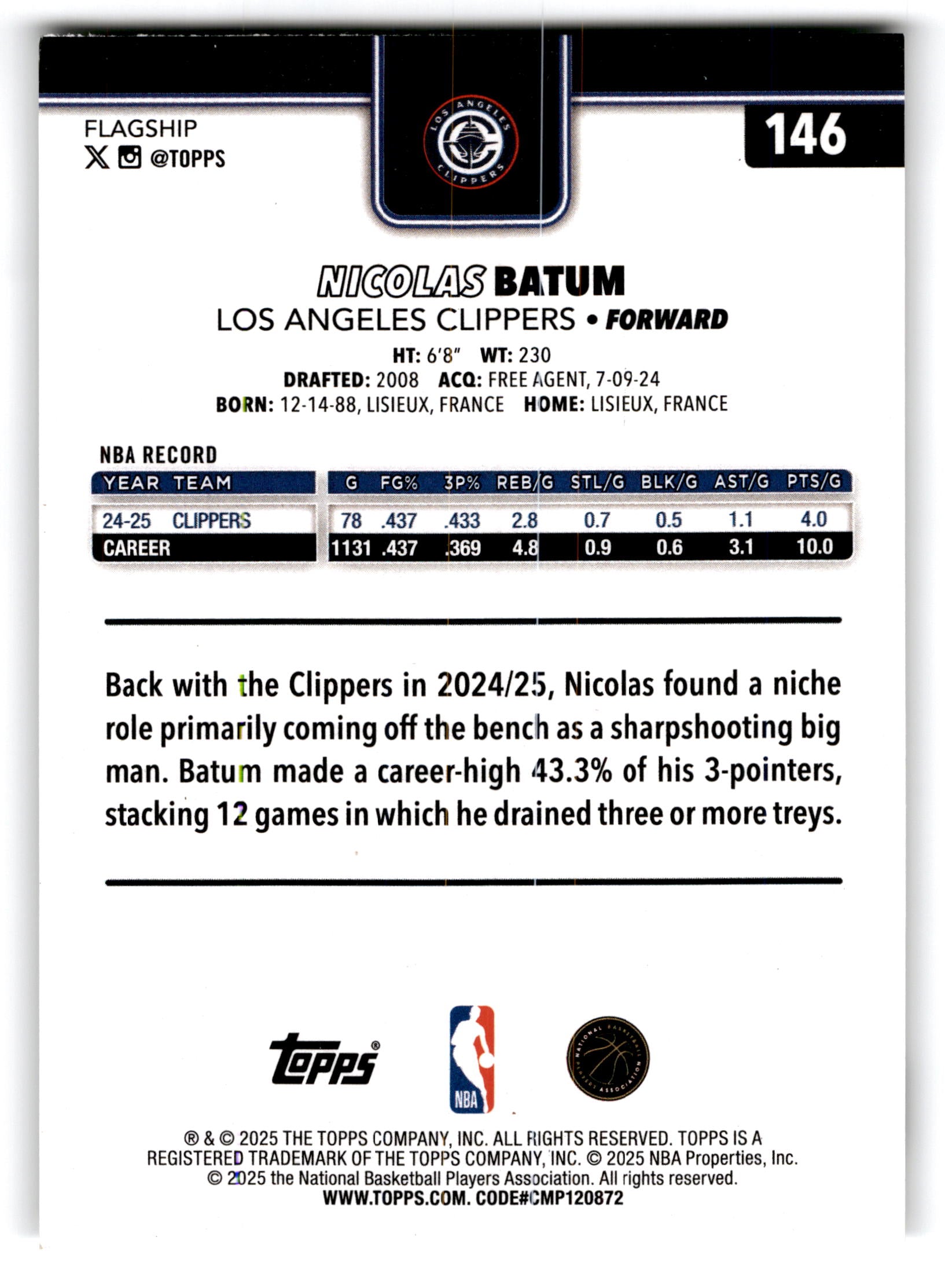 2025 Topps Nicolas Batum #146