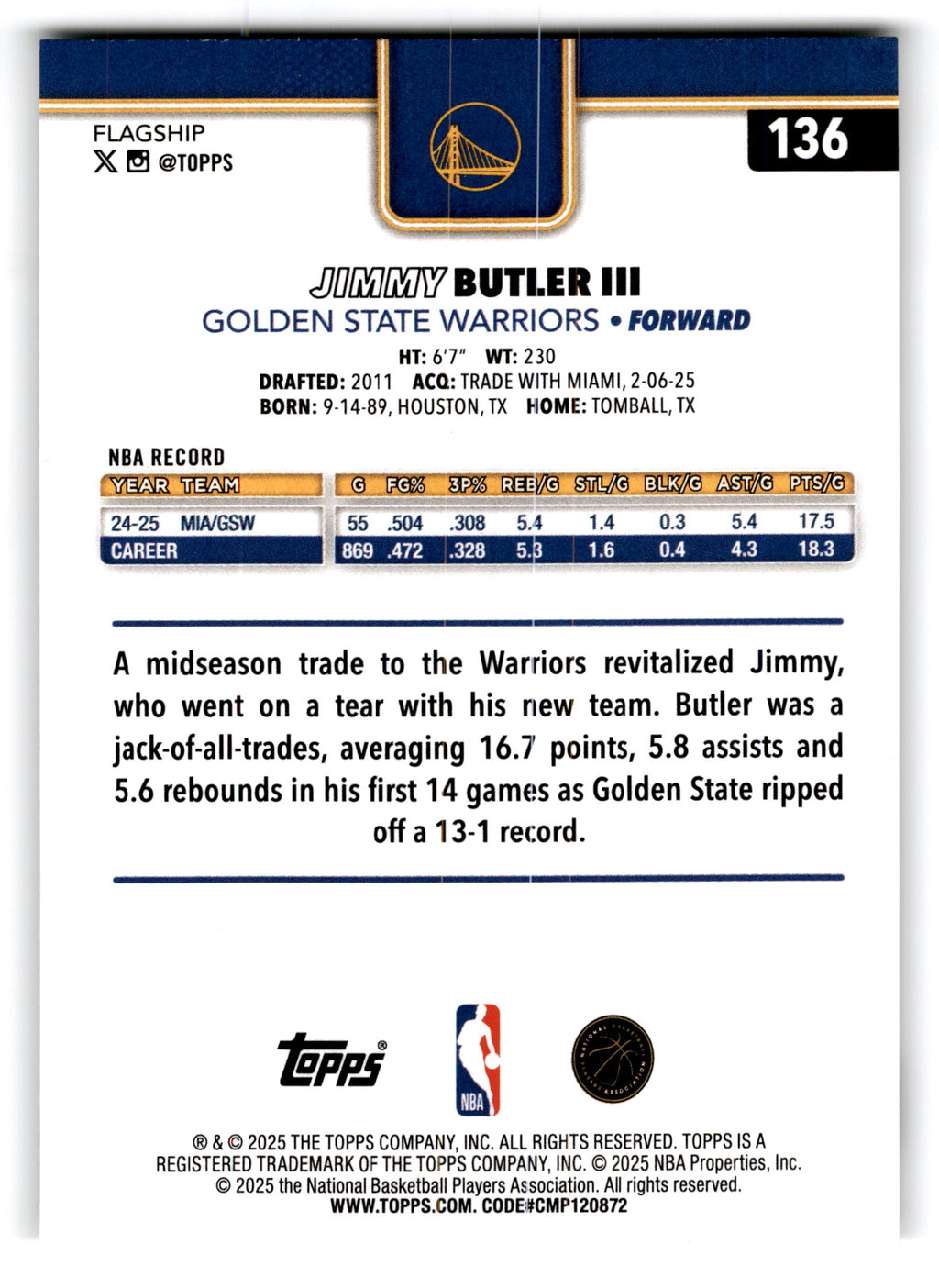 2025 Topps Flagship Jimmy Butler III #136