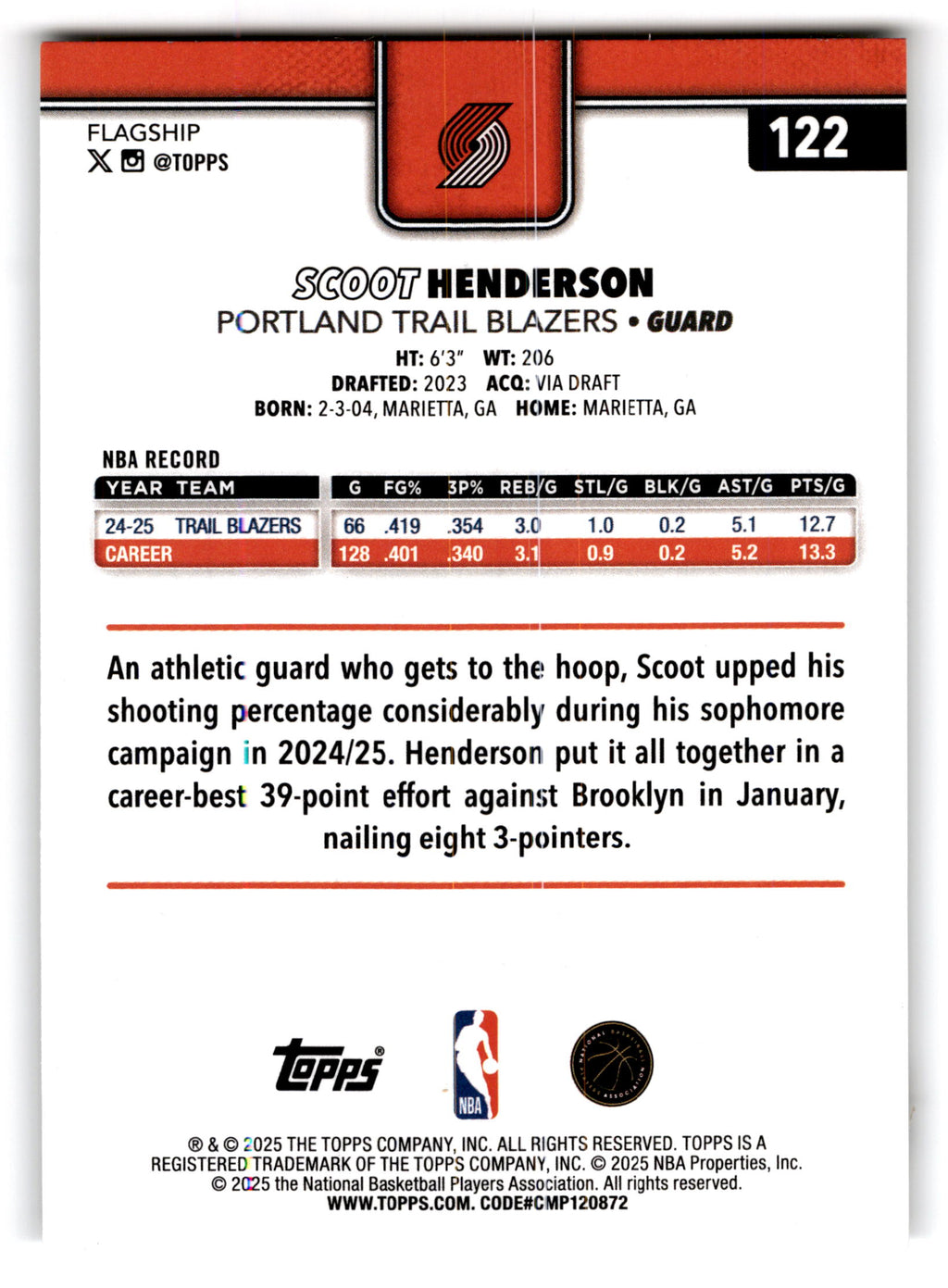 2025 Topps Flagship Scoot Henderson #122