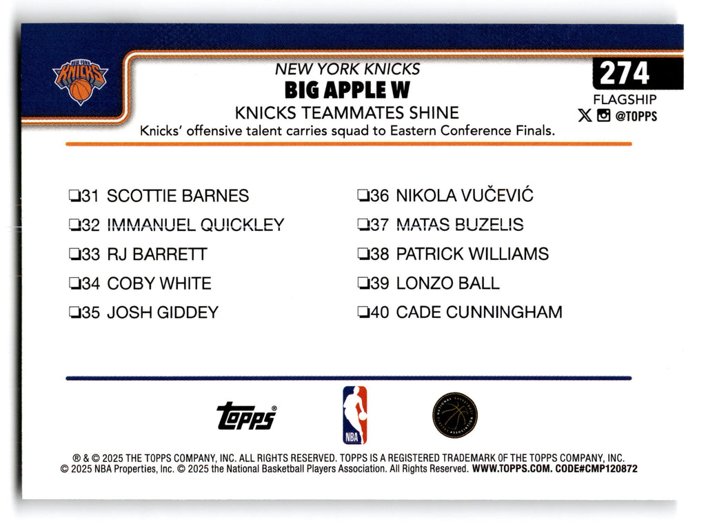 2025 Topps Flagship Big Apple W #274