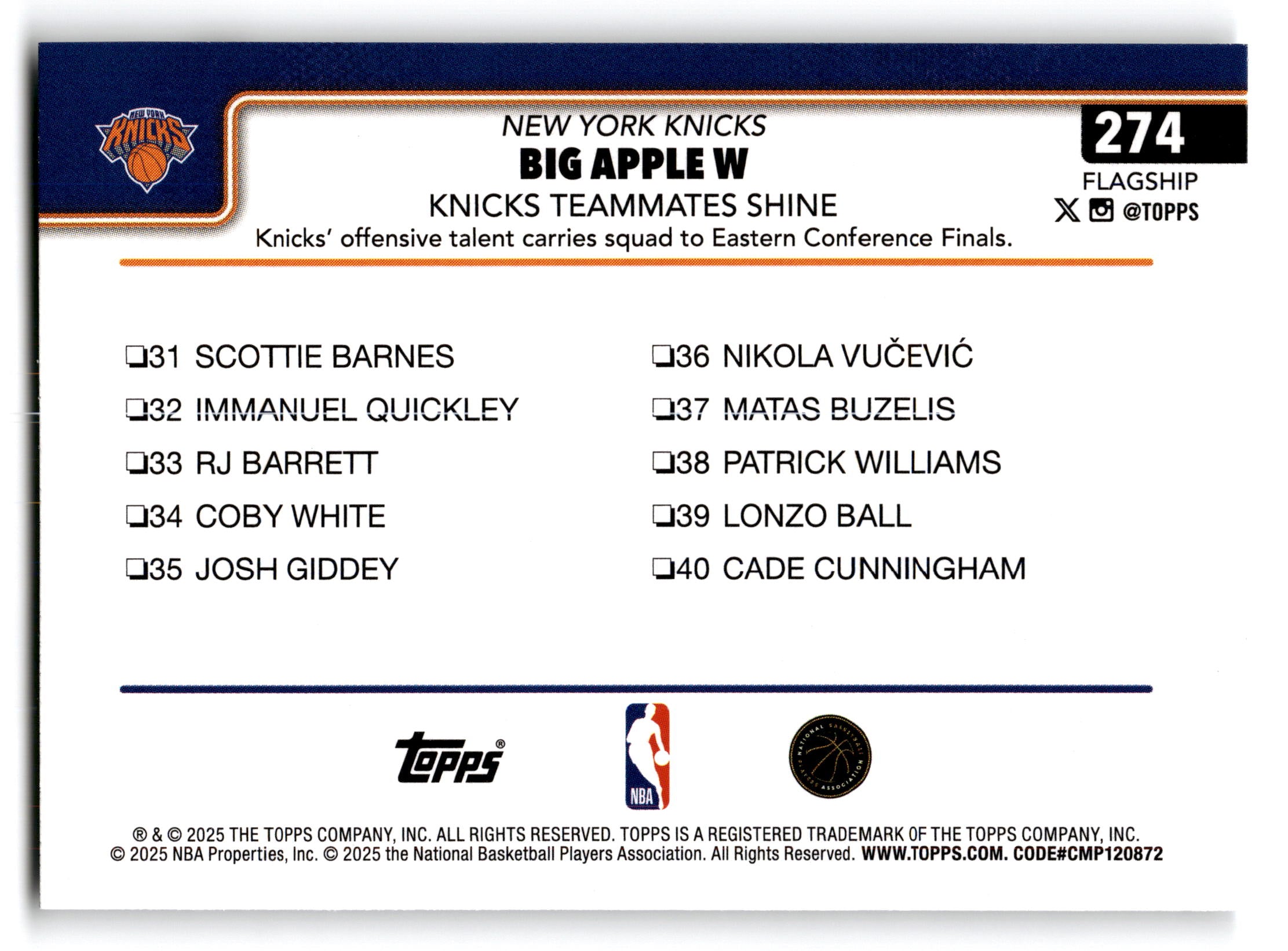 2025 Topps Flagship Big Apple W #274