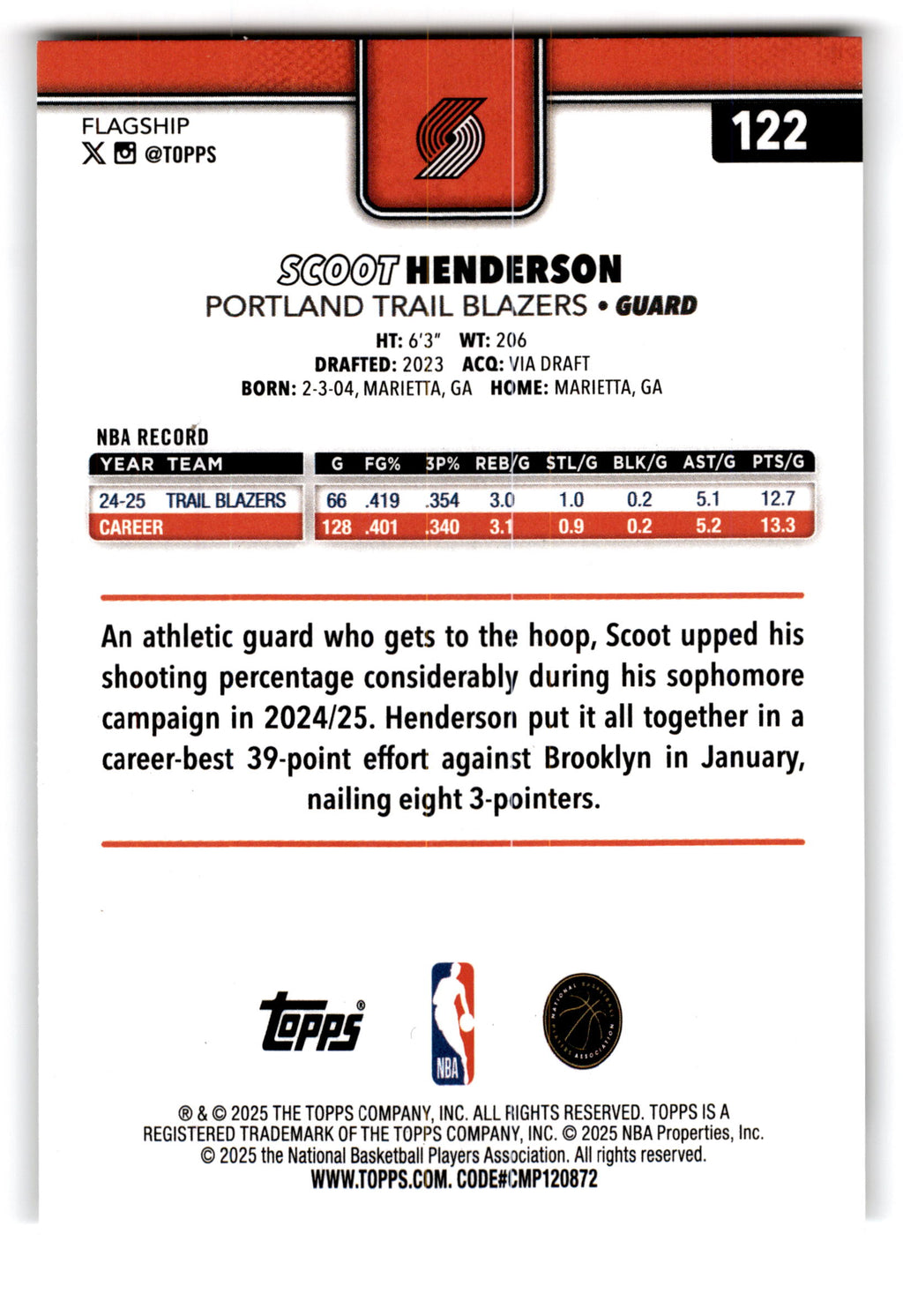 2025 Topps Flagship Scoot Henderson #122