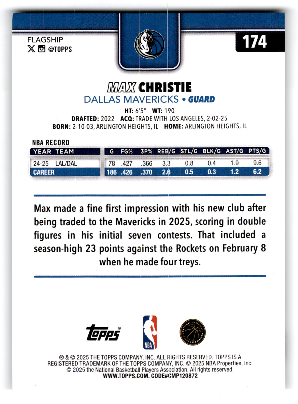 2025 Topps Max Christie #174