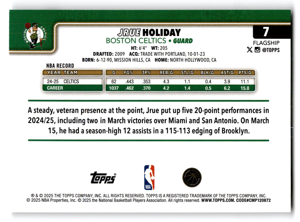 2025 Topps Flagship Jrue Holiday #7