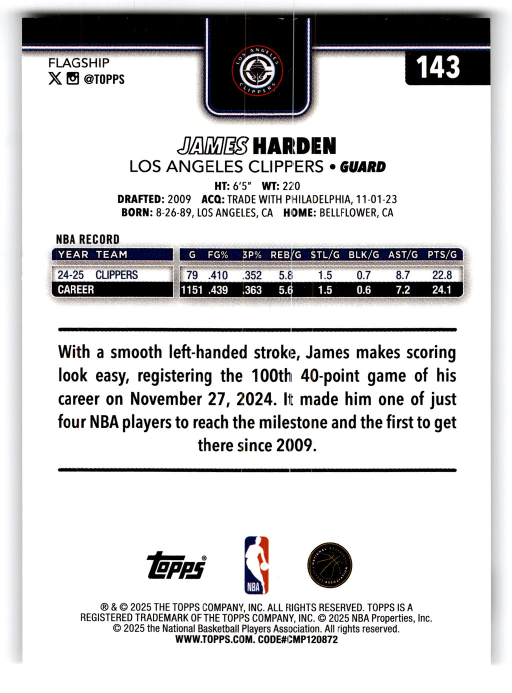 2025 Topps Flagship James Harden #143