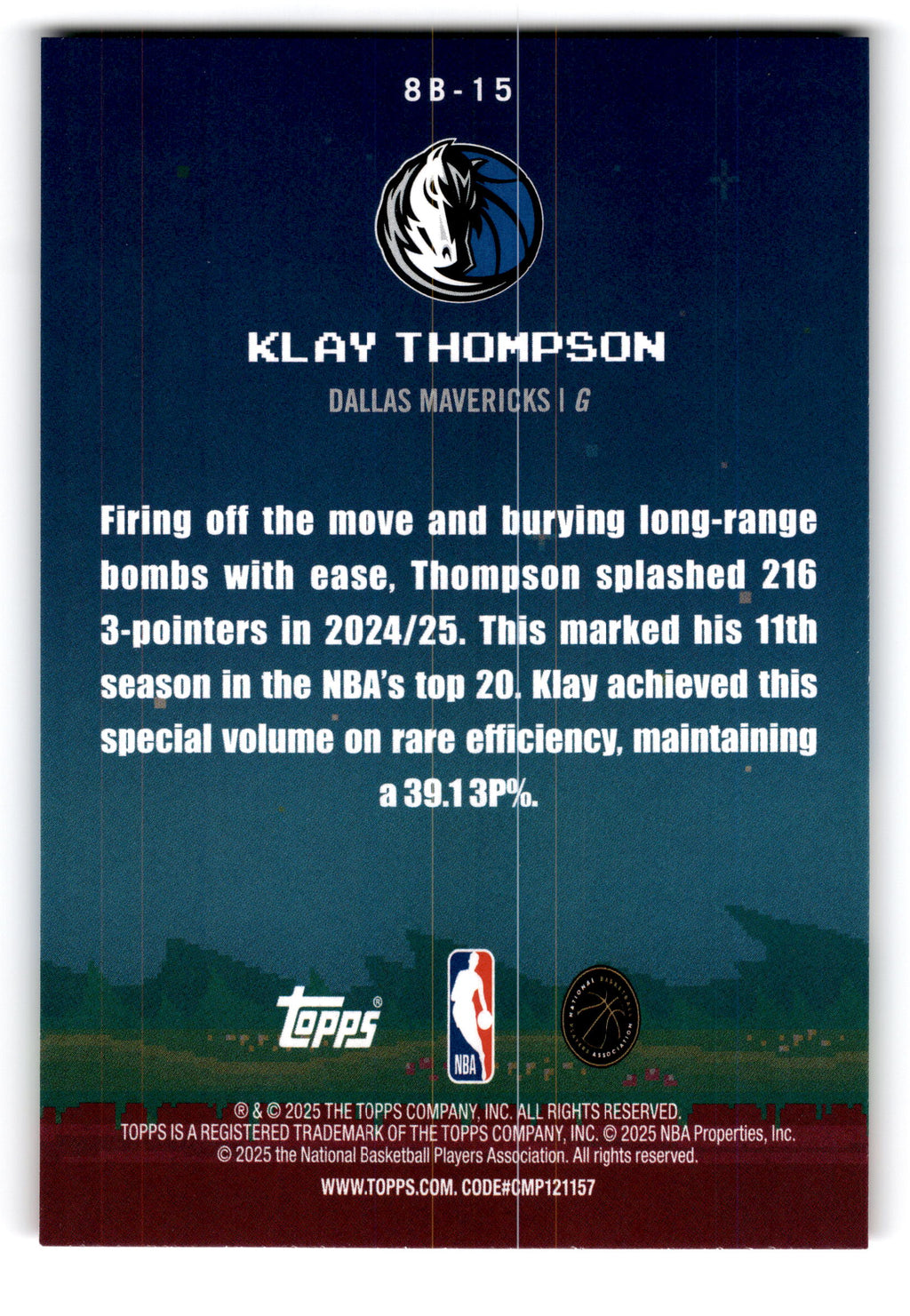 2025 Topps 8-Bit Ballers Klay Thompson #8B-15