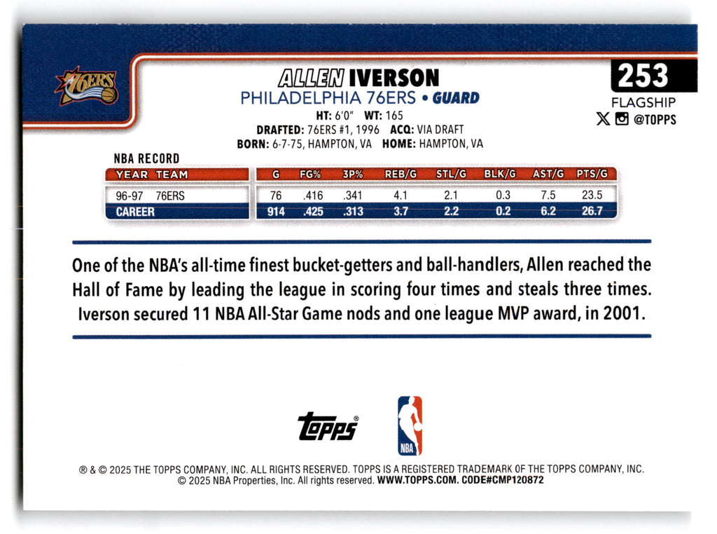 2025 Topps Flagship Allen Iverson #253