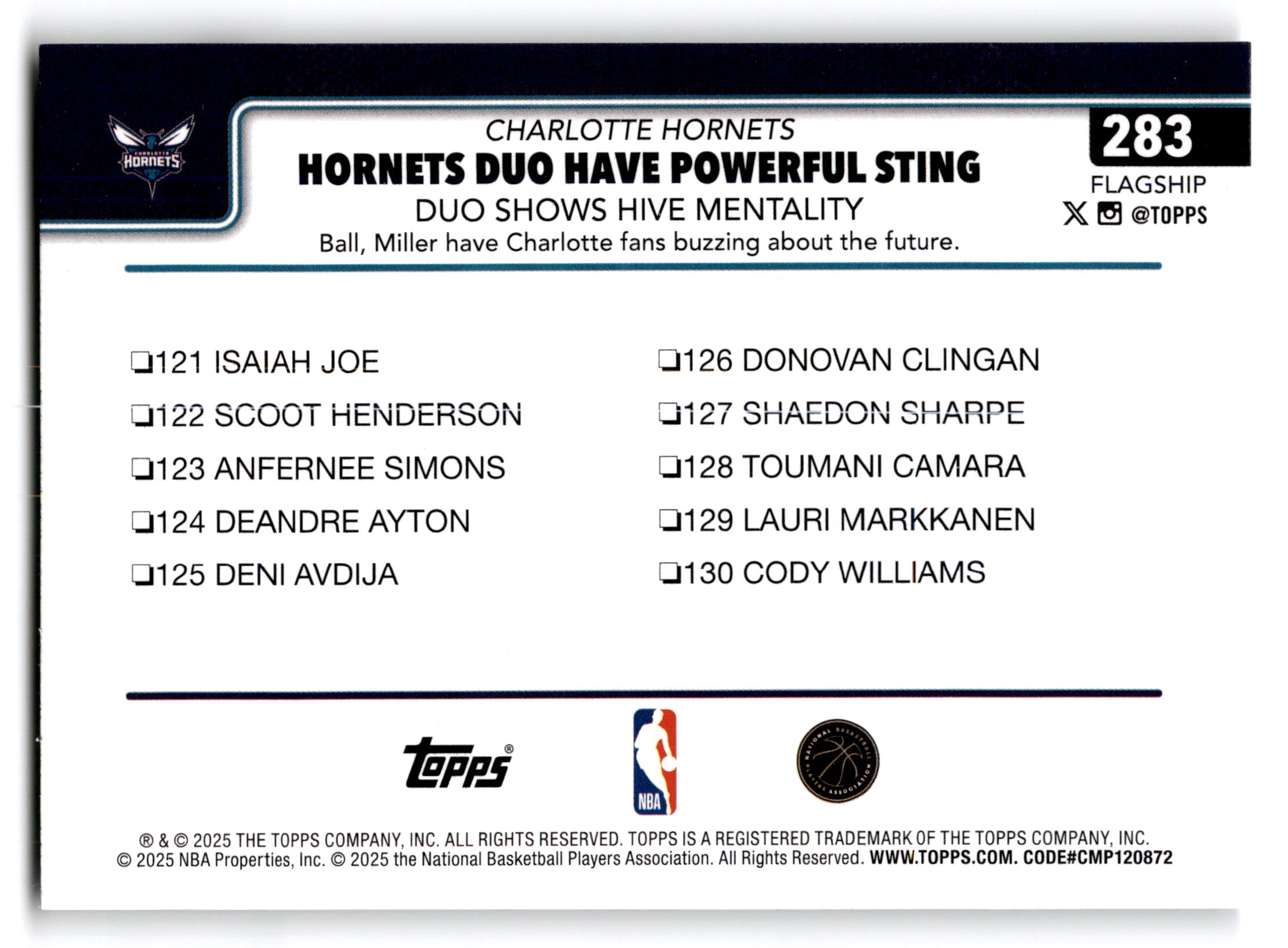 2025 Topps Basketball Brandon Miller LaMelo Ball #283