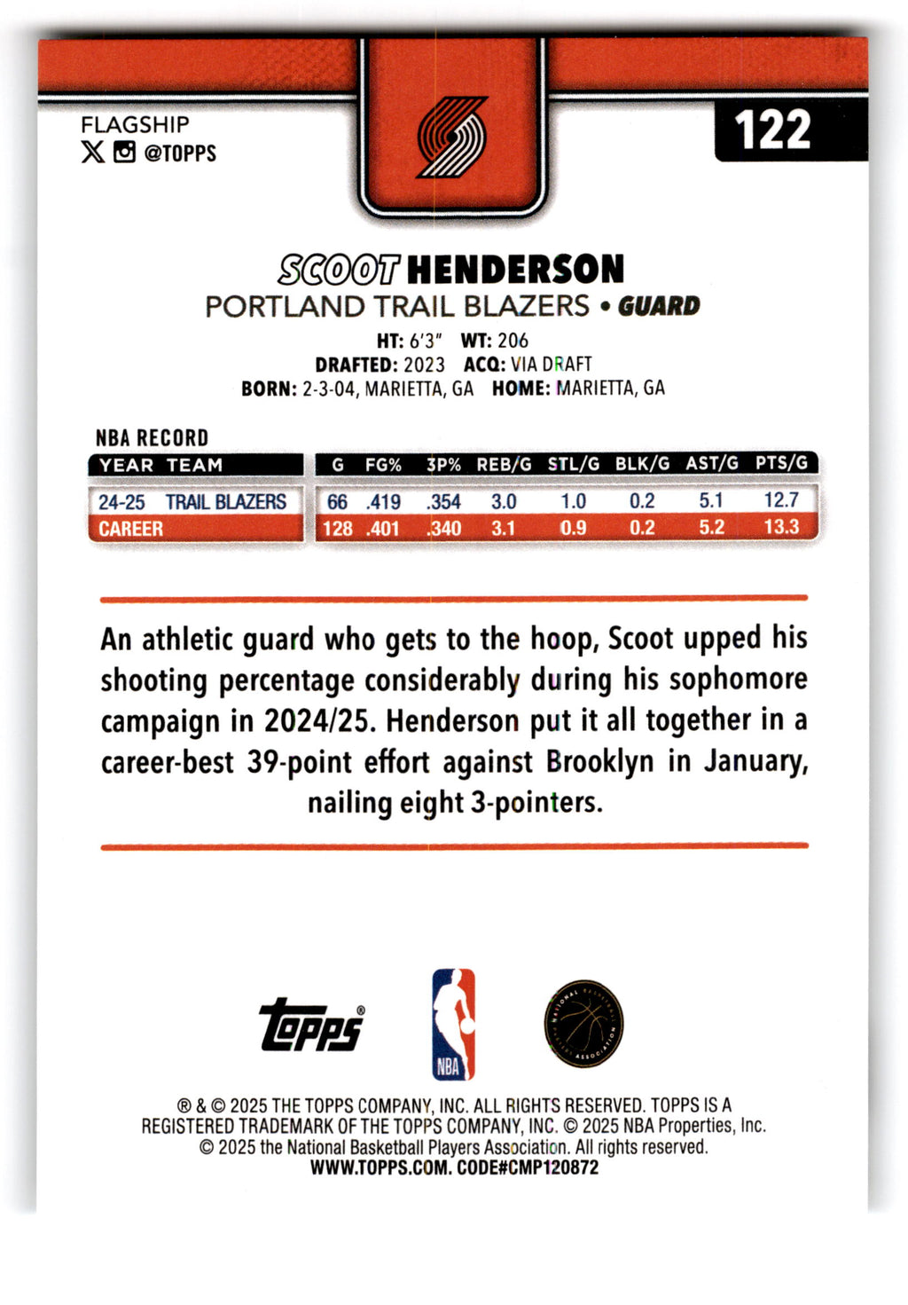 2025 Topps Flagship Scoot Henderson #122