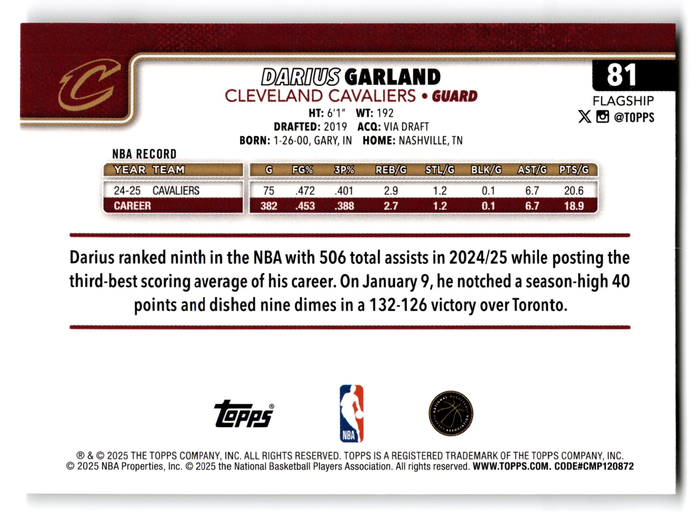 2025 Topps Flagship Darius Garland #81