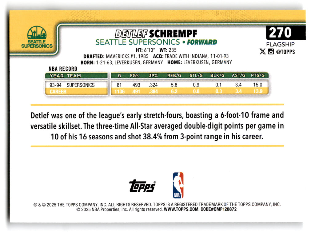 2025 Topps Flagship Detlef Schrempf #270