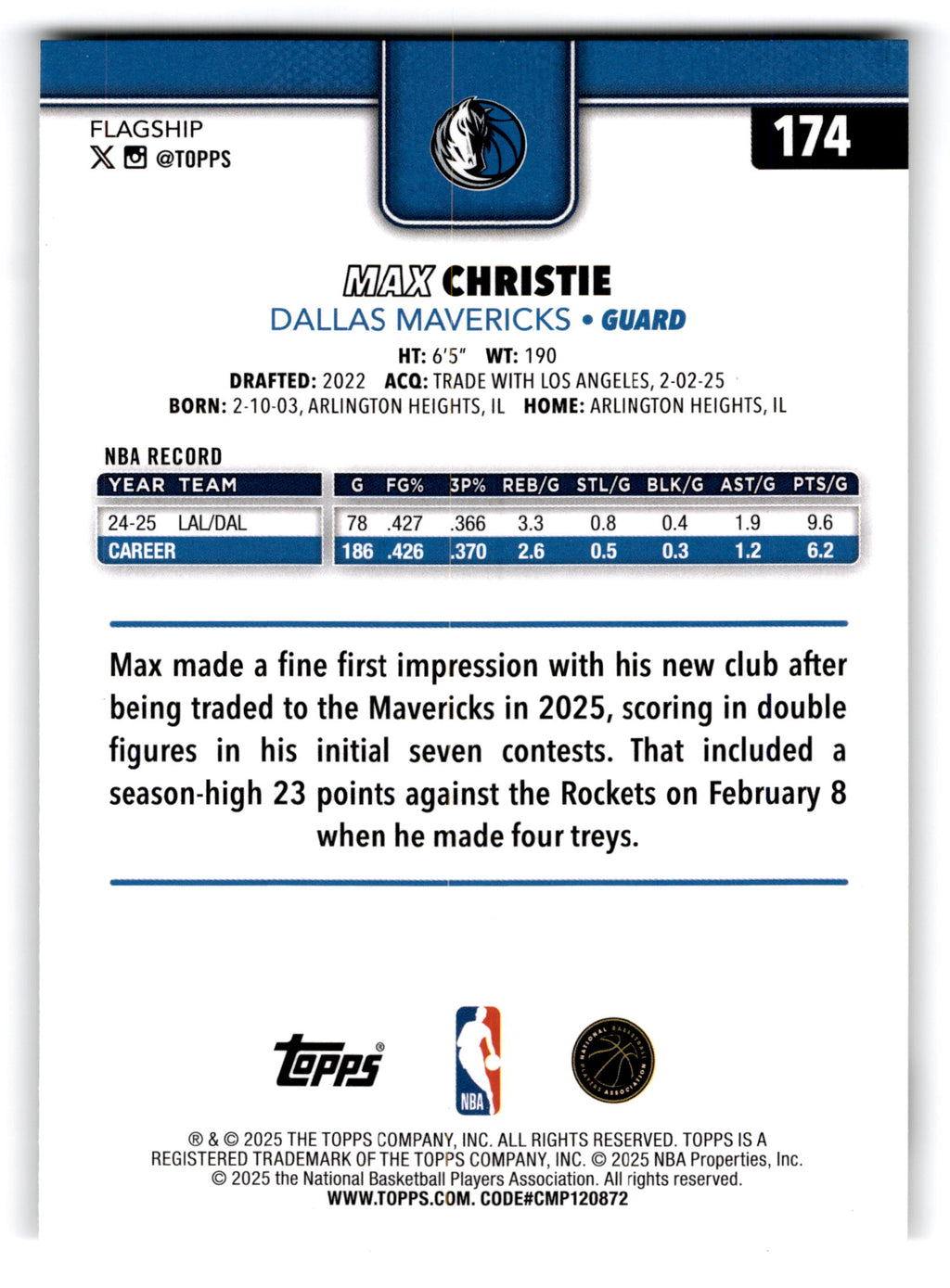 2025 Topps Flagship Max Christie #174