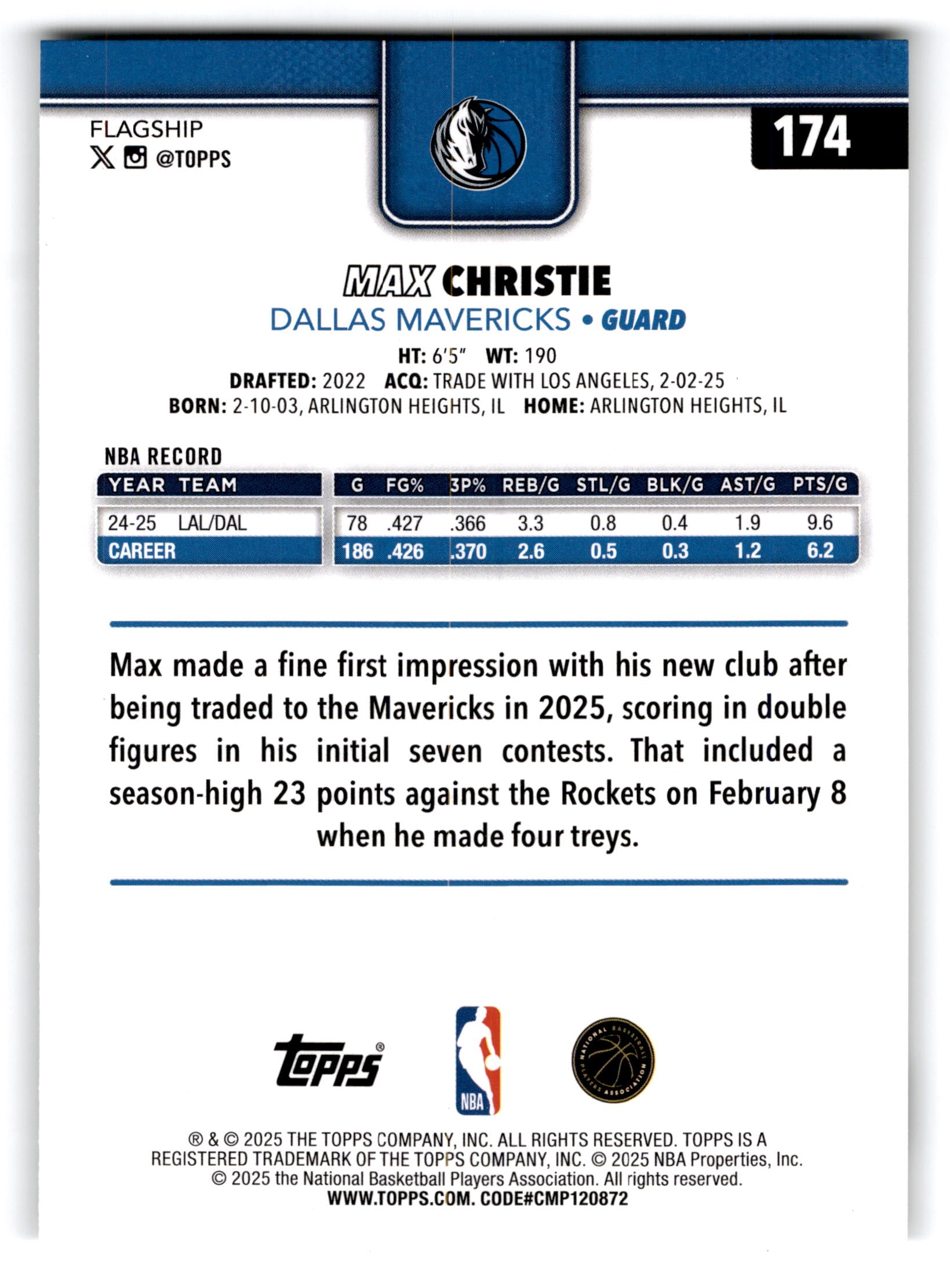 2025 Topps Flagship Max Christie #174