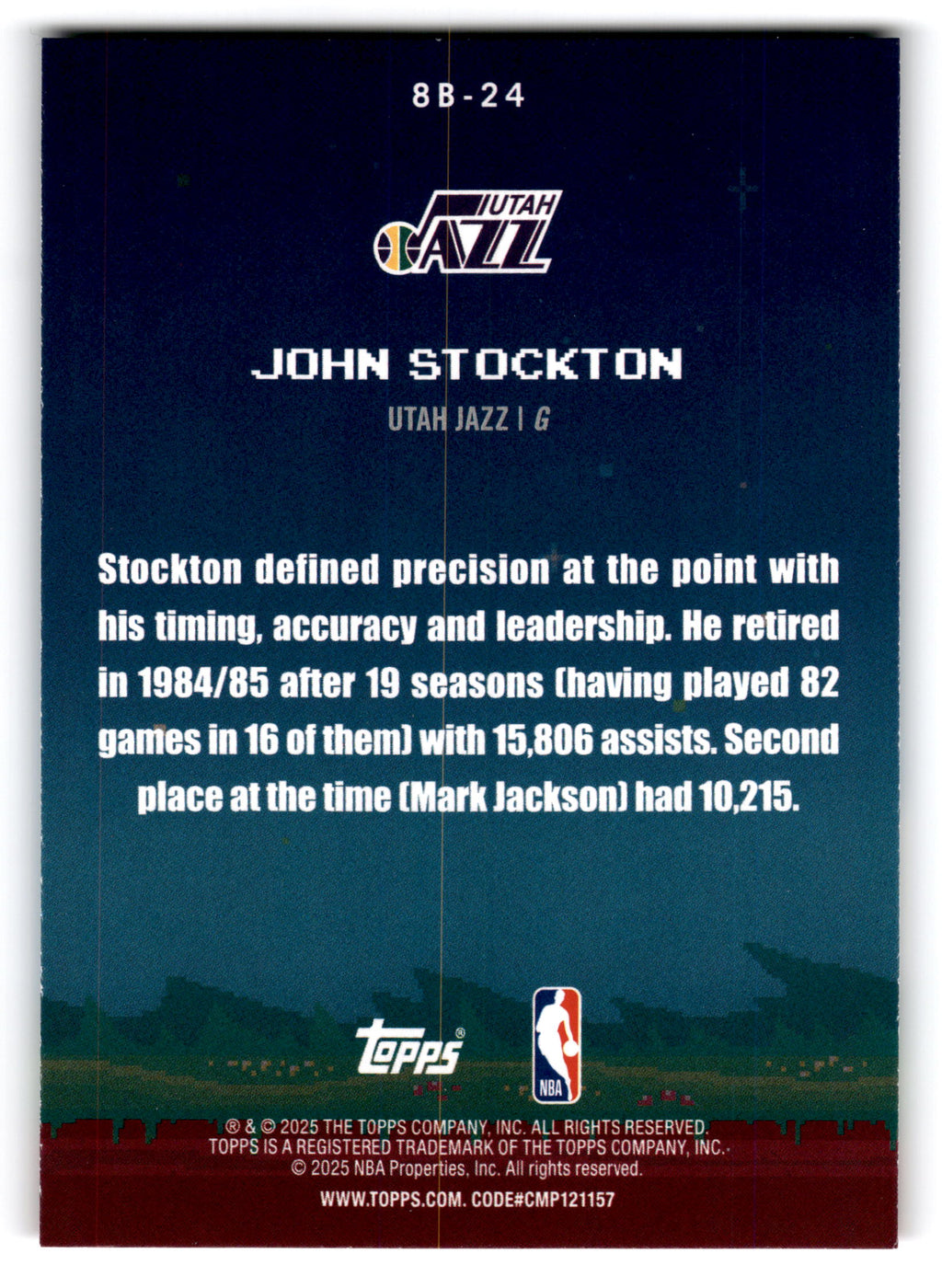 2025 Topps 8-Bit Ballers John Stockton #8B-24