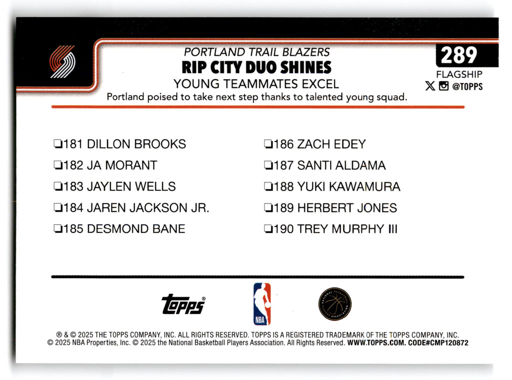 2025 Topps Flagship Team Card #289