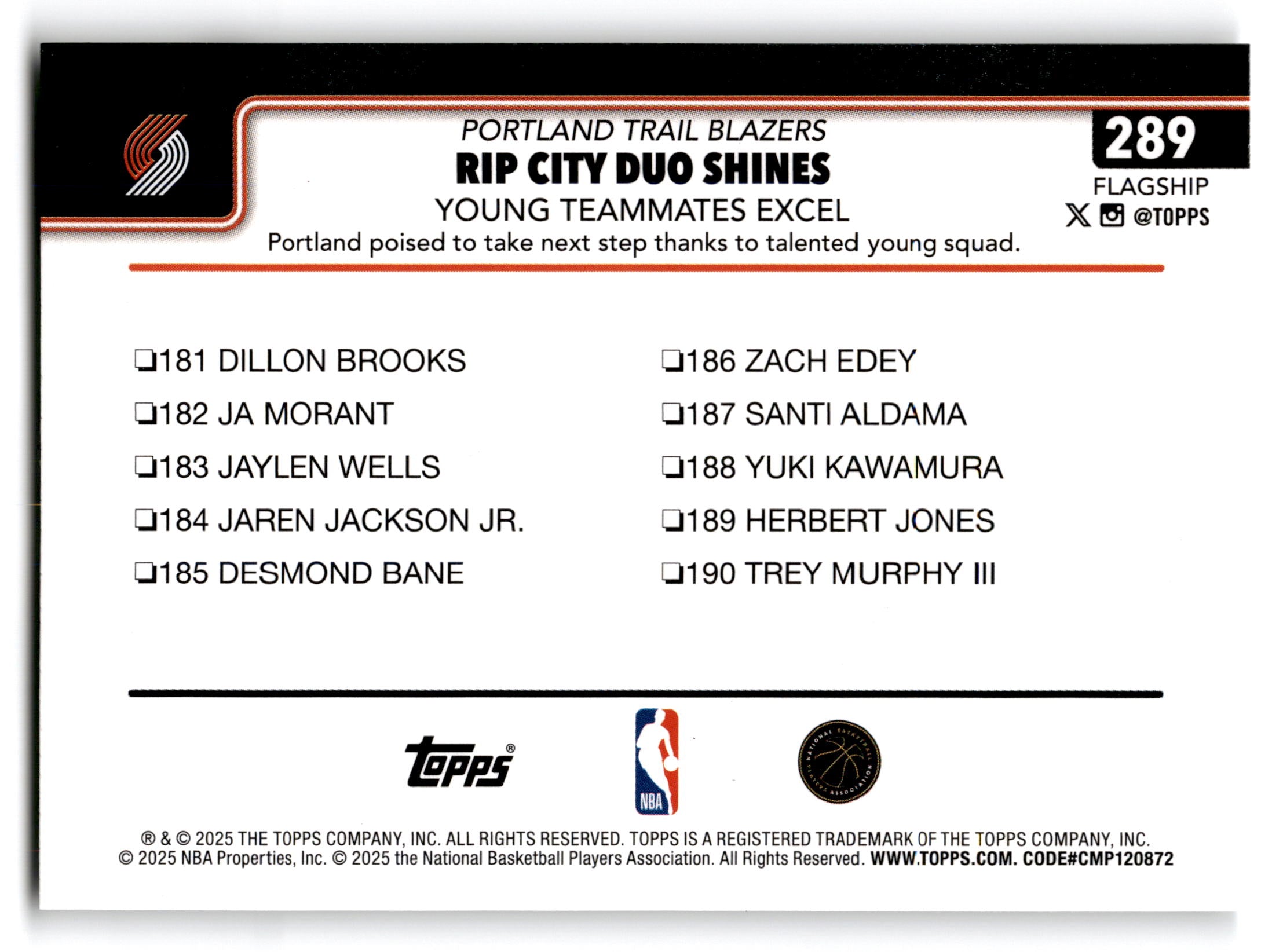 2025 Topps Flagship Team Card #289