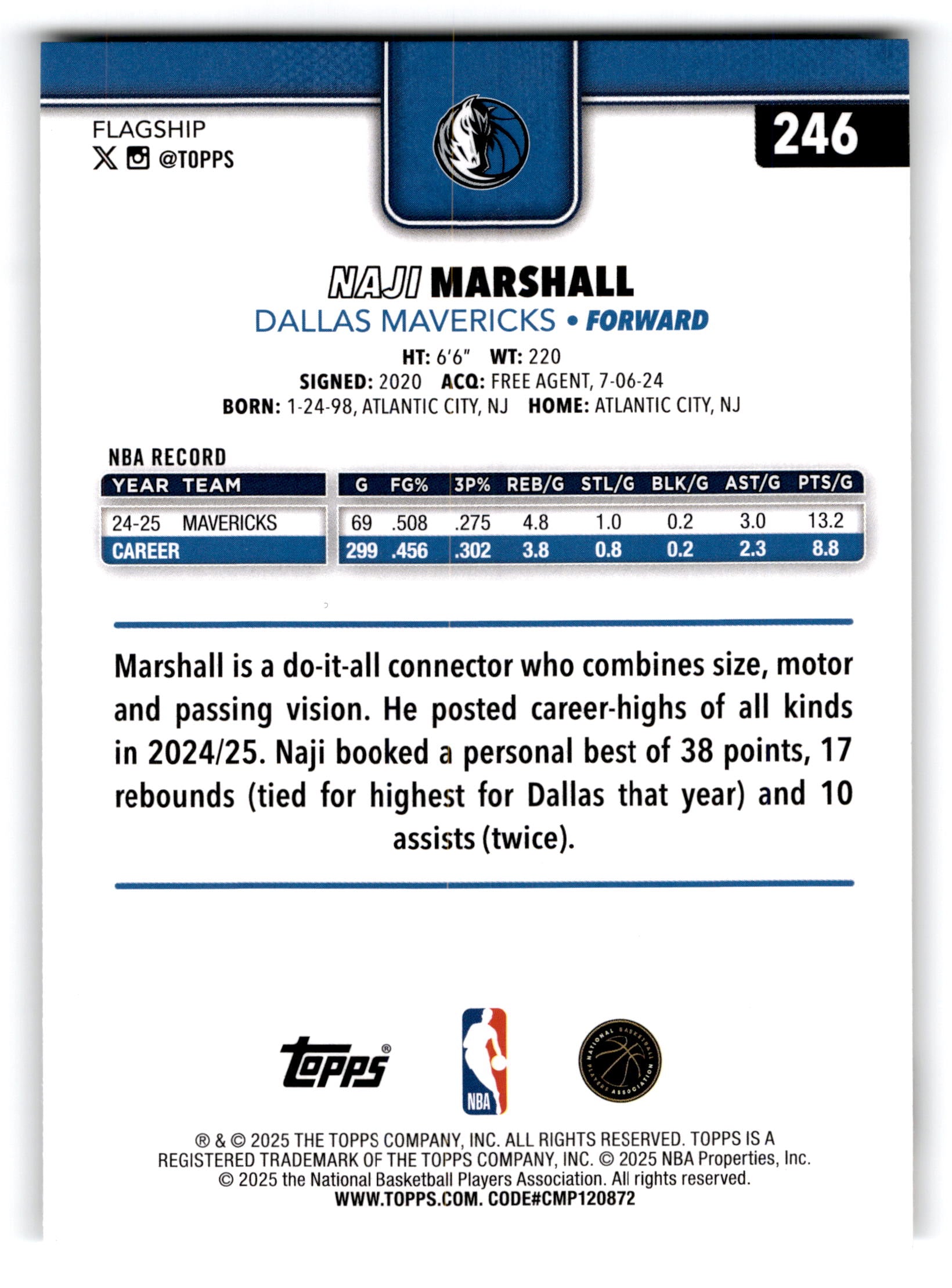 2025 Topps Naji Marshall #246