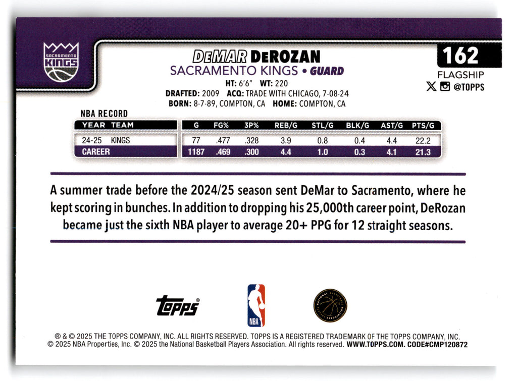 2025 Topps Flagship DeMar DeRozan #162
