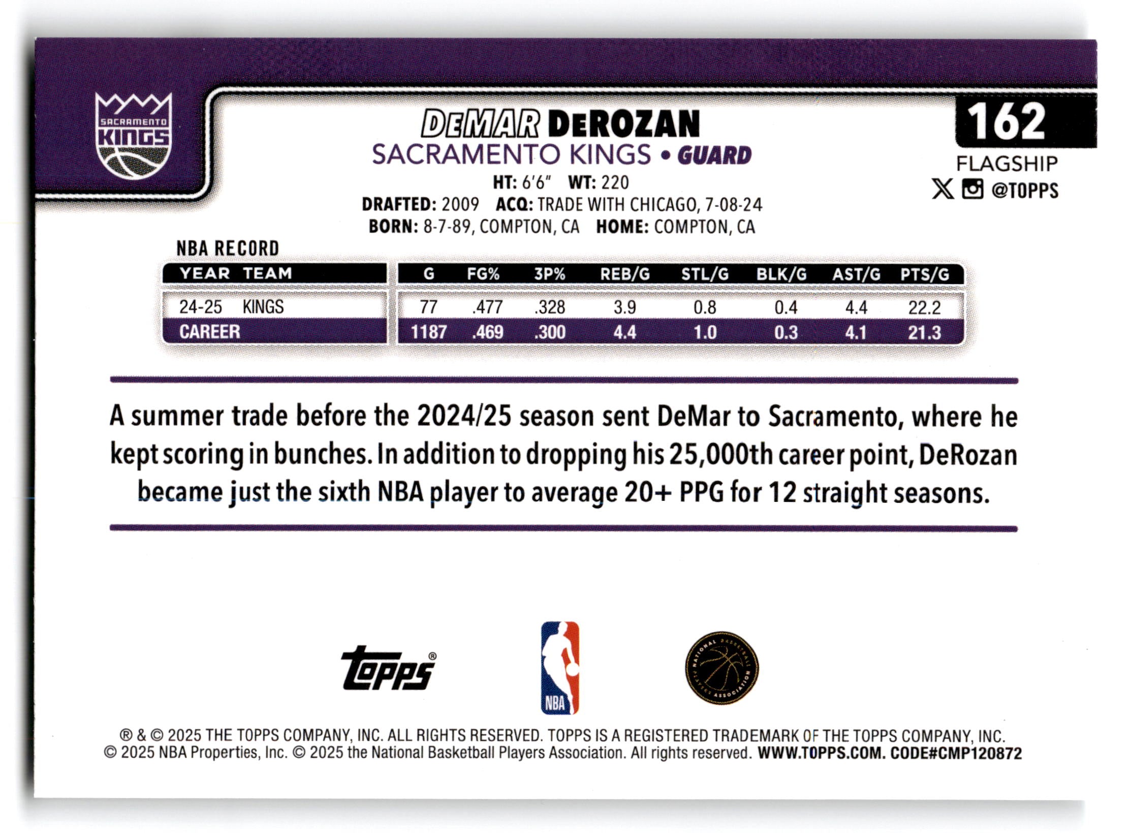2025 Topps Flagship DeMar DeRozan #162