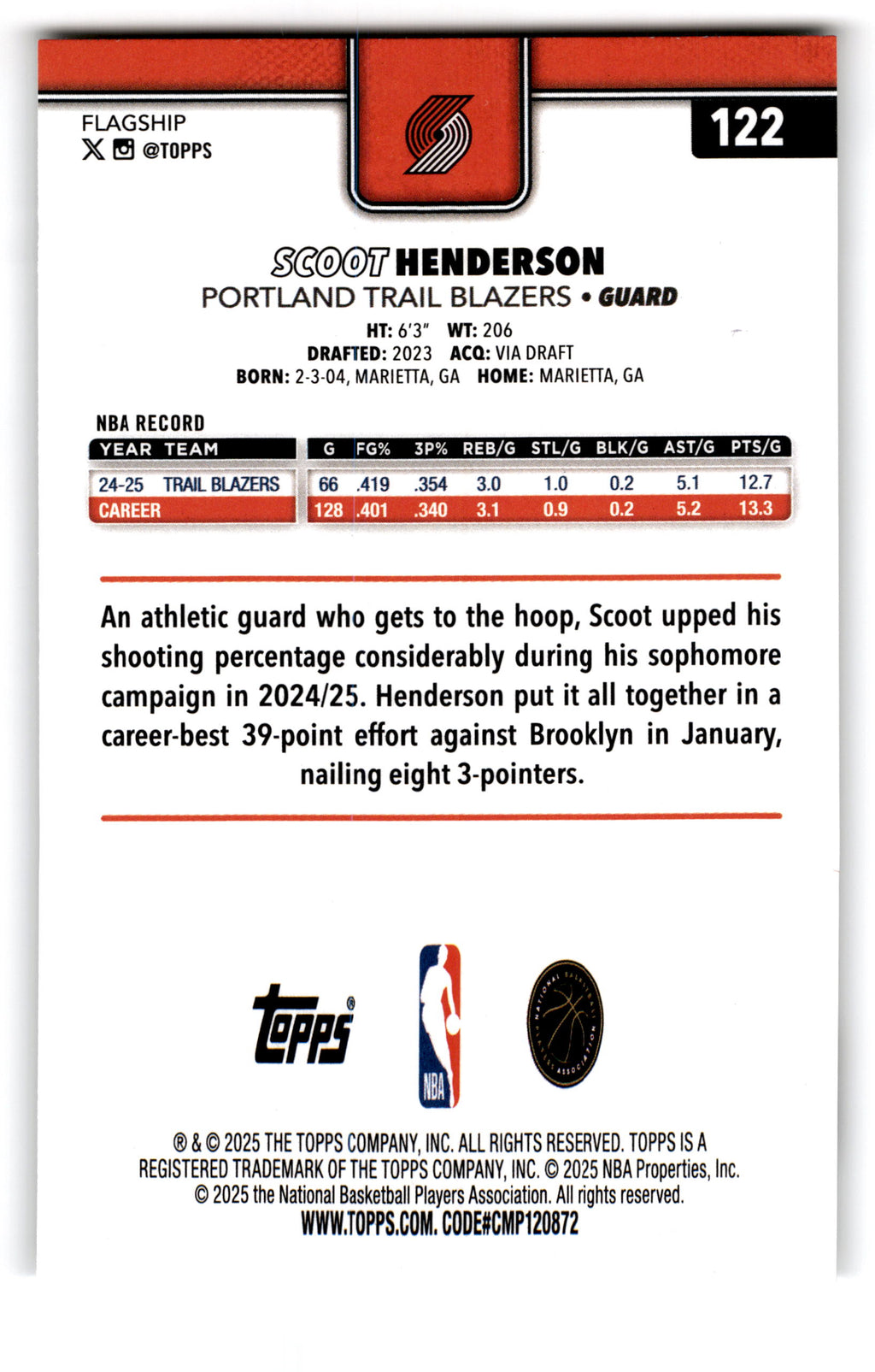 2025 Topps Flagship Scoot Henderson #122