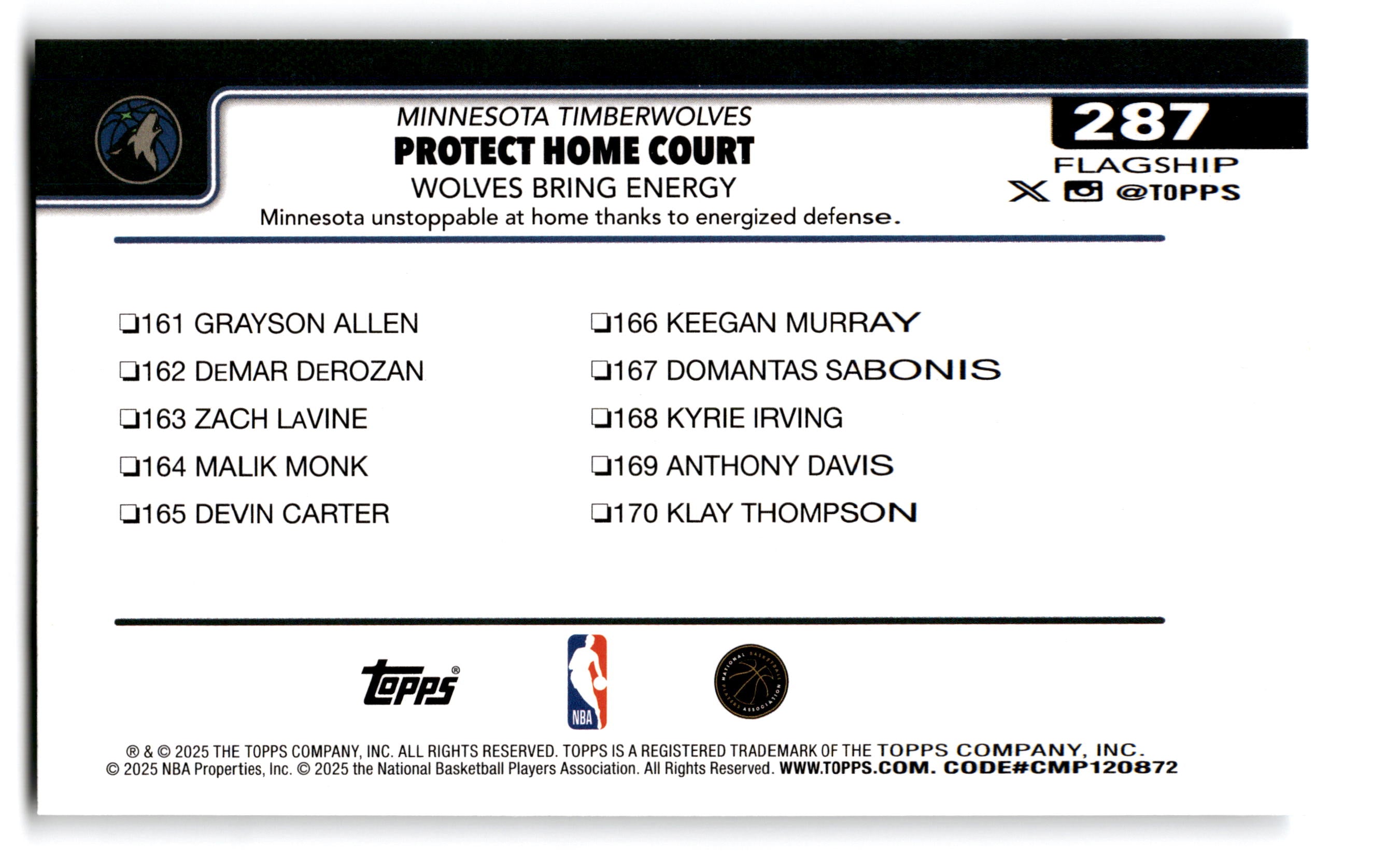 2025 Topps Flagship Protect Home Court Multiple Players #287