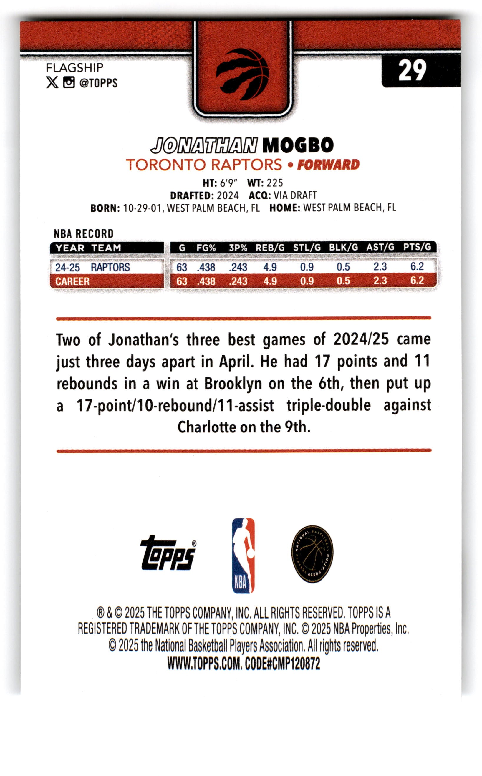 2025 Topps Flagship Jonathan Mogbo #29