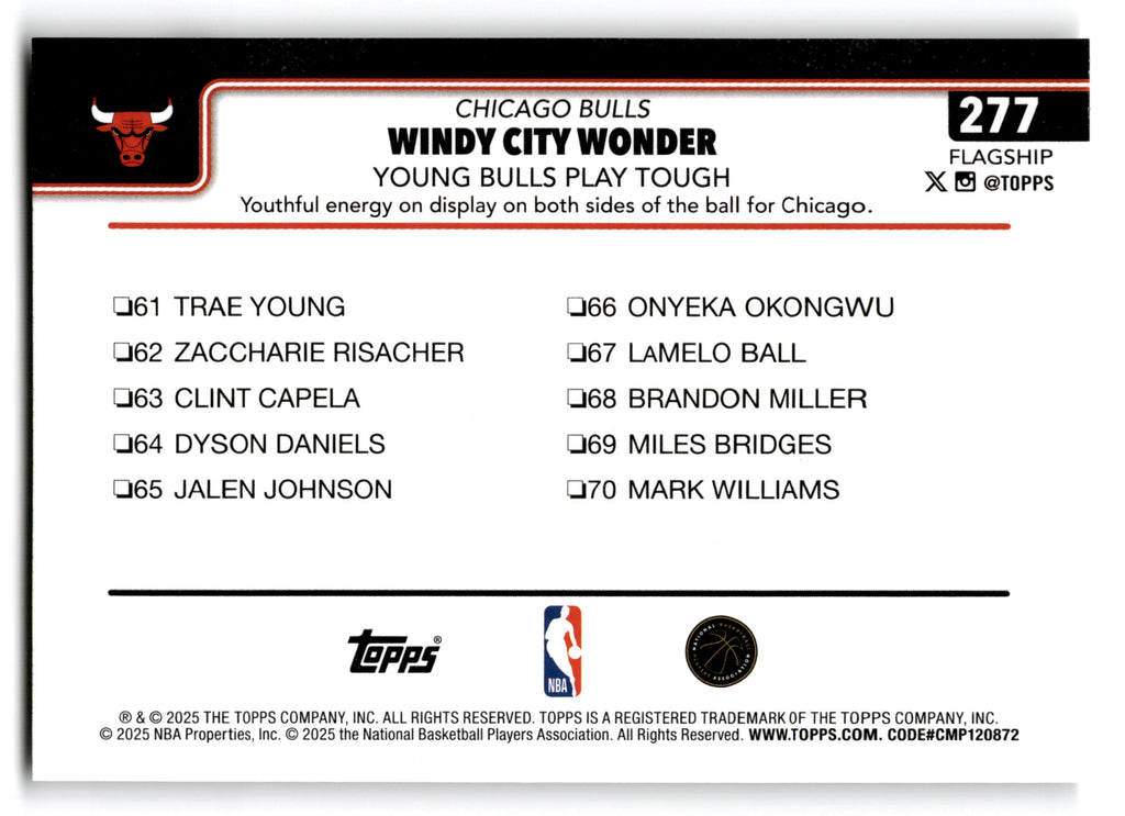 2025 Topps Flagship Basketball Josh Giddey Coby White #277 Base
