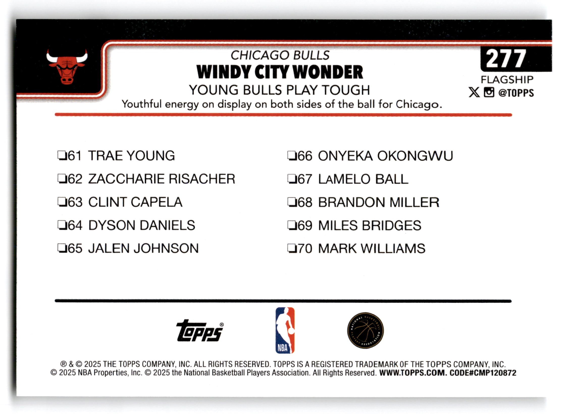 2025 Topps Flagship Basketball Josh Giddey Coby White #277 Base