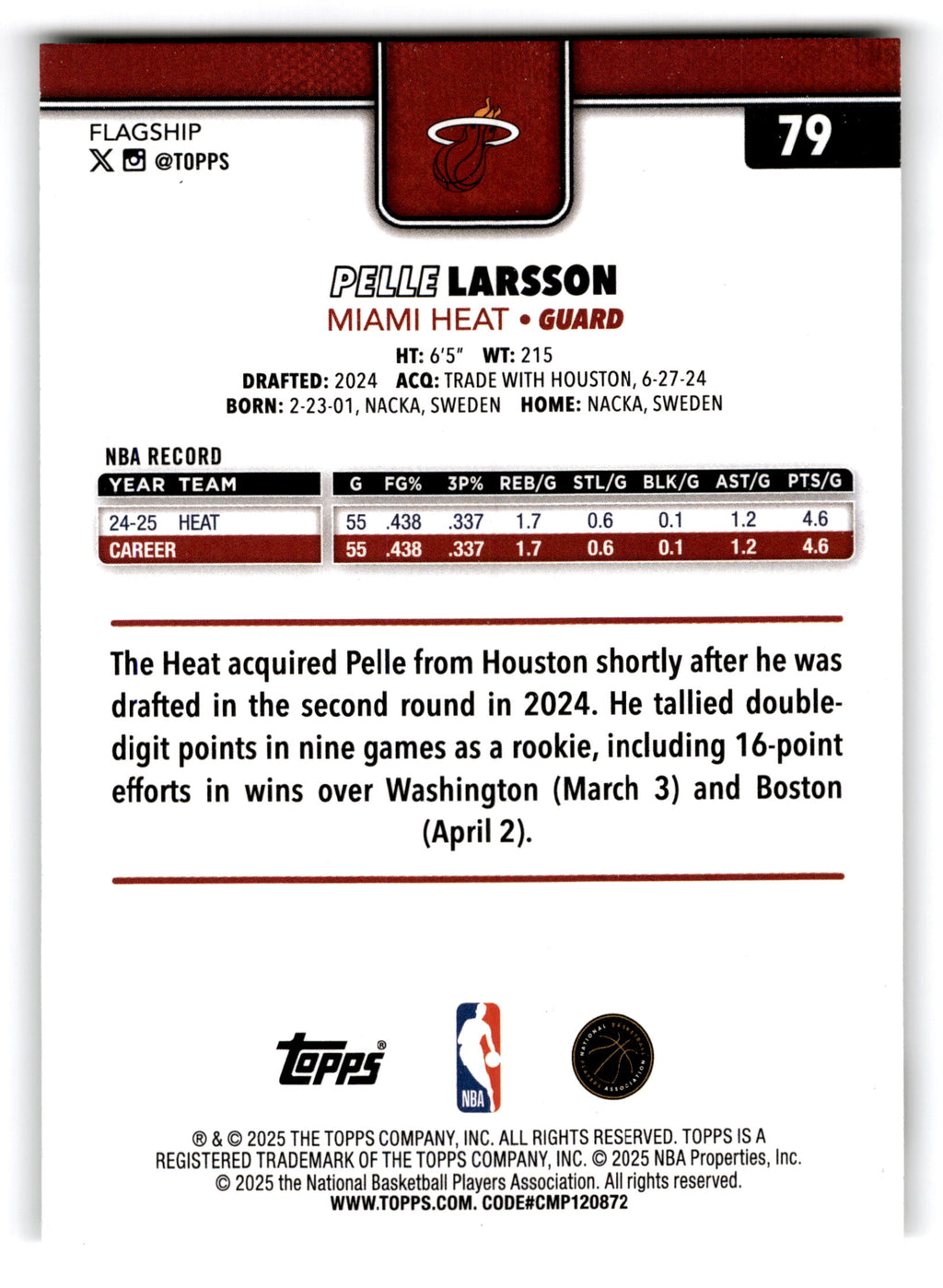 2025 Topps Basketball Pelle Larsson #79