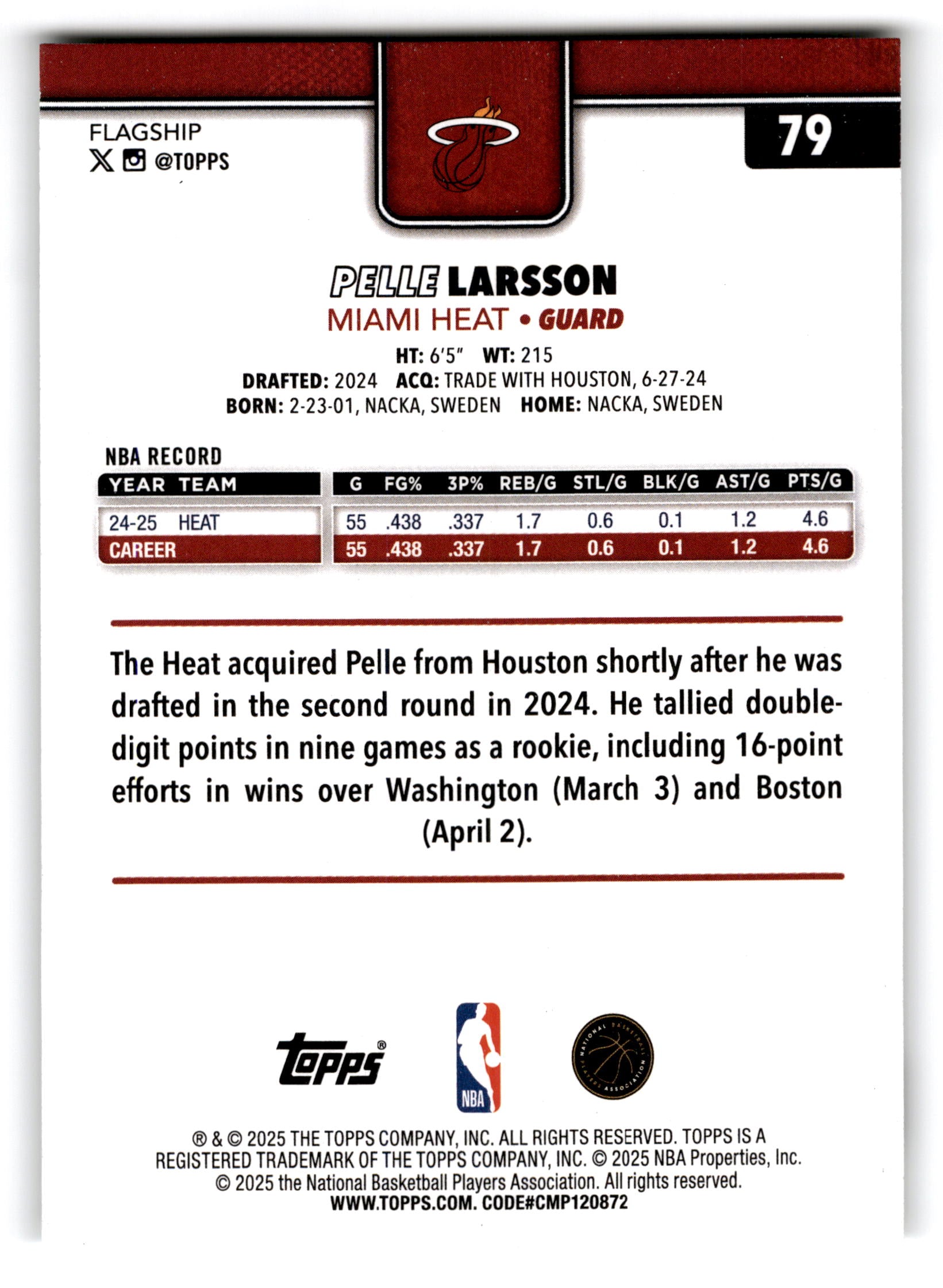 2025 Topps Basketball Pelle Larsson #79