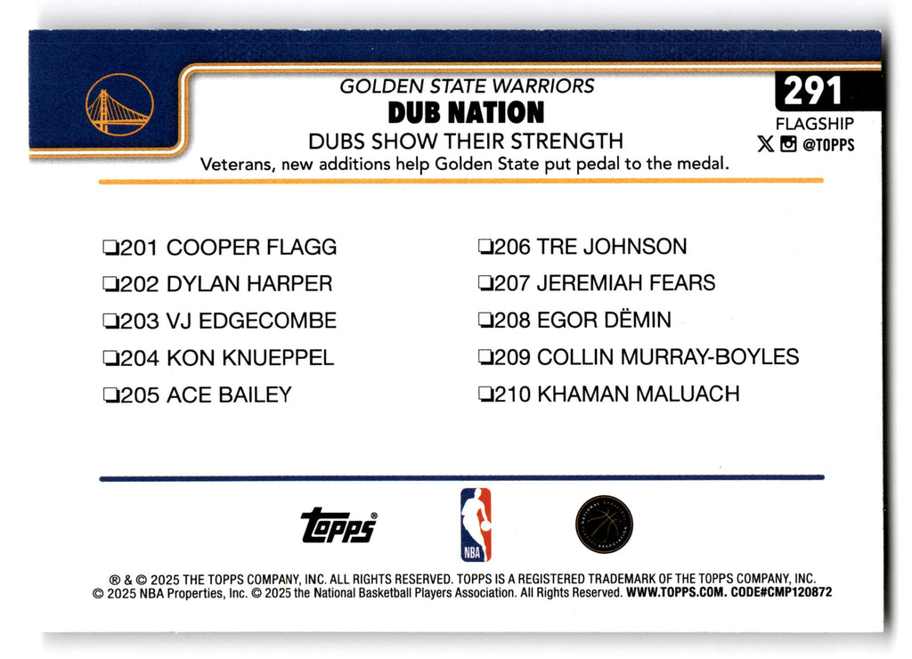 2025 Topps Flagship DUB NATION #291