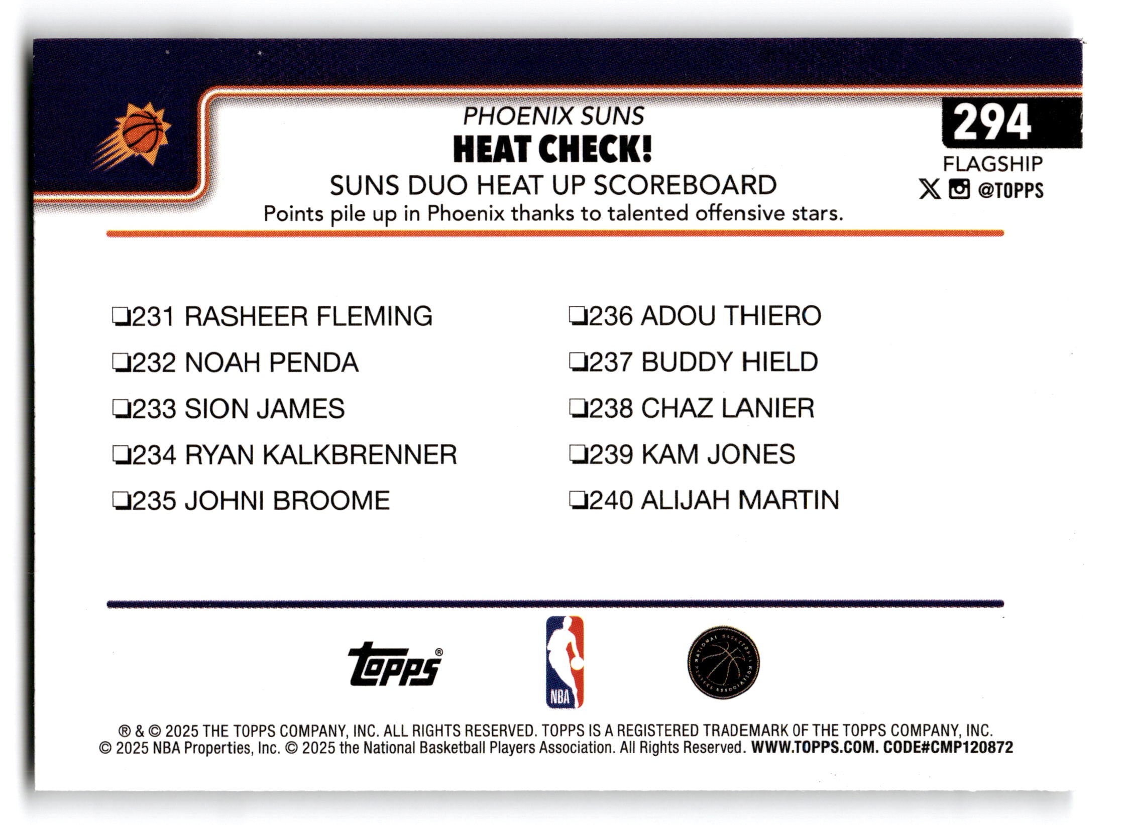 2025 Topps Basketball Phoenix Suns Duo #294