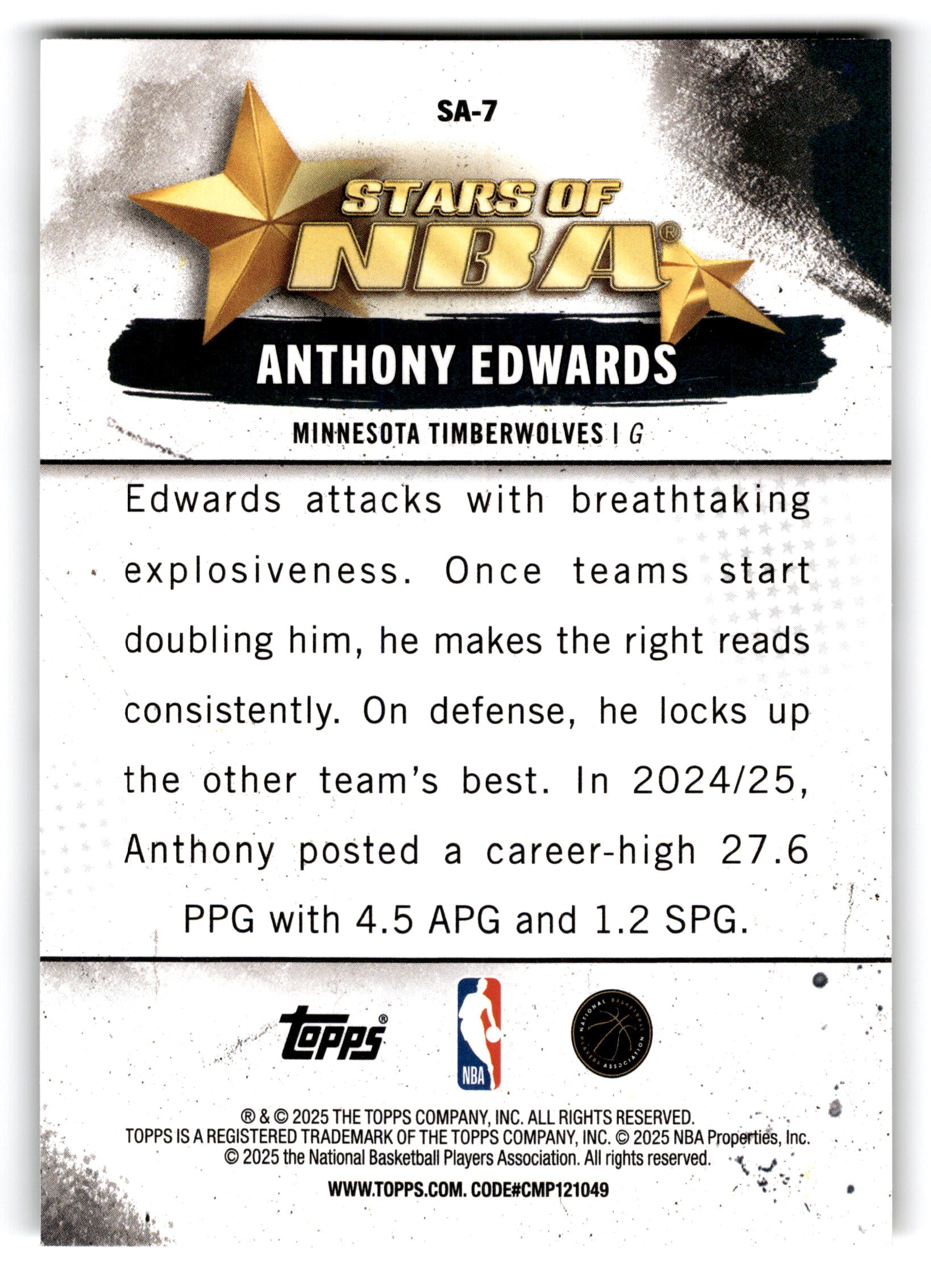 2025 Topps Stars of NBA Anthony Edwards #SA-7