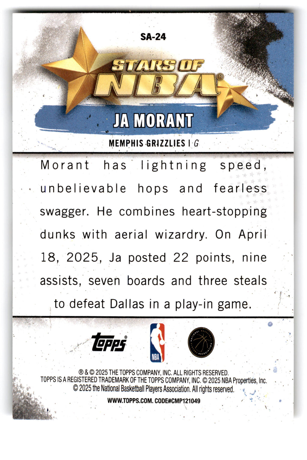 2025 Topps Stars of NBA Ja Morant #SA-24