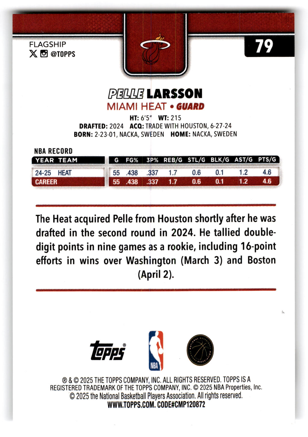 2025 Topps Flagship Pelle Larsson #79