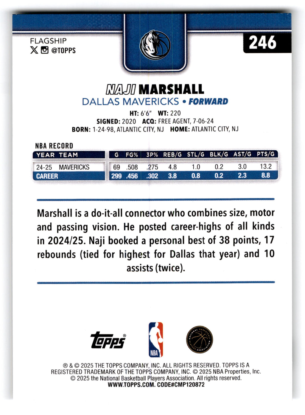 2025 Topps Naji Marshall #246