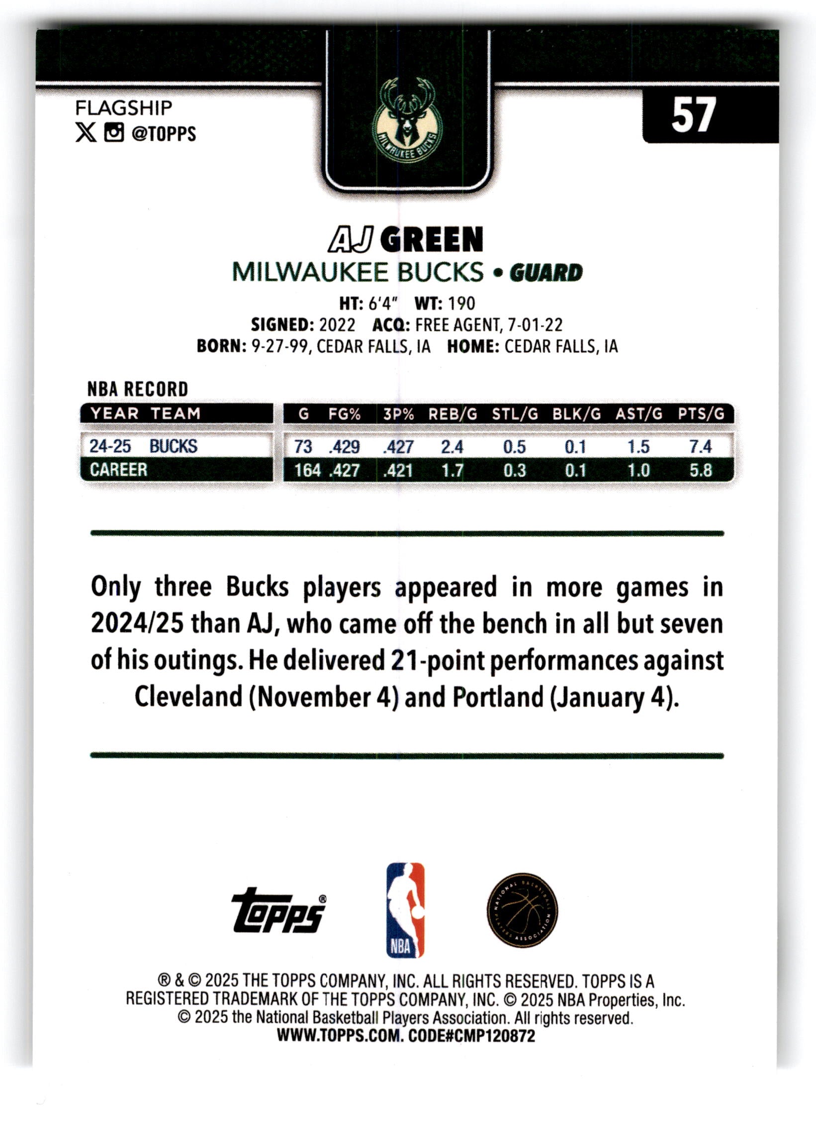 2025 Topps Flagship AJ Green #57