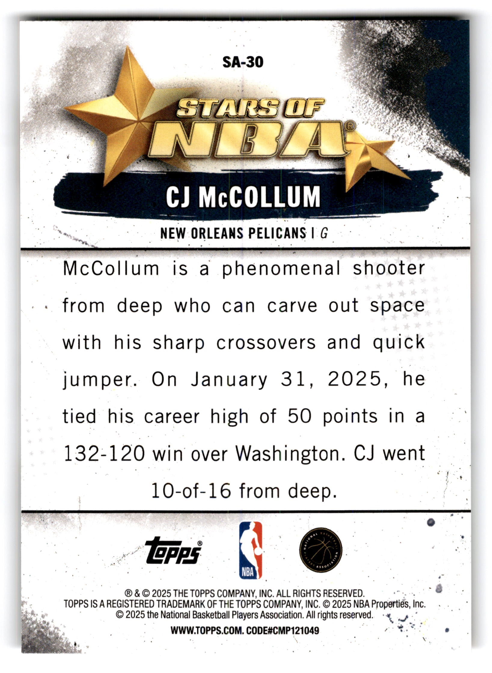 2025 Topps Stars of NBA CJ McCollum #SA-30