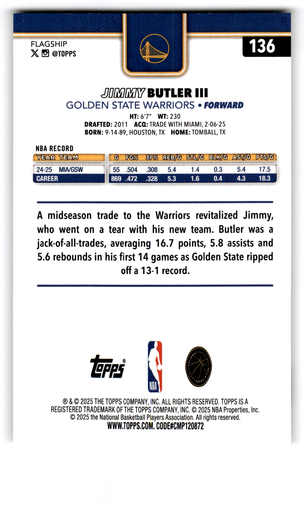 2025 Topps Flagship Jimmy Butler III #136