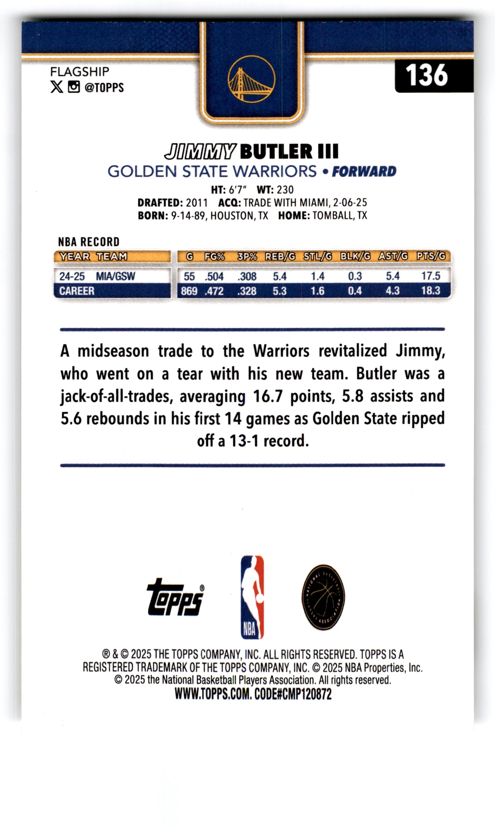 2025 Topps Flagship Jimmy Butler III #136