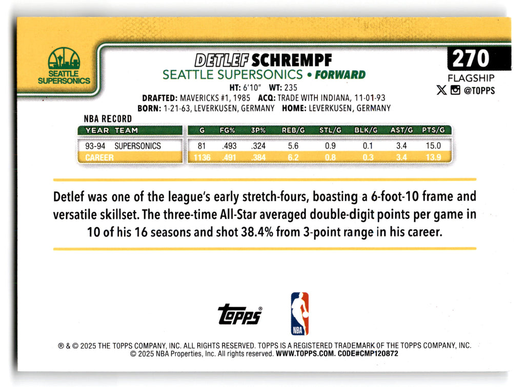 2025 Topps Flagship Detlef Schrempf #270