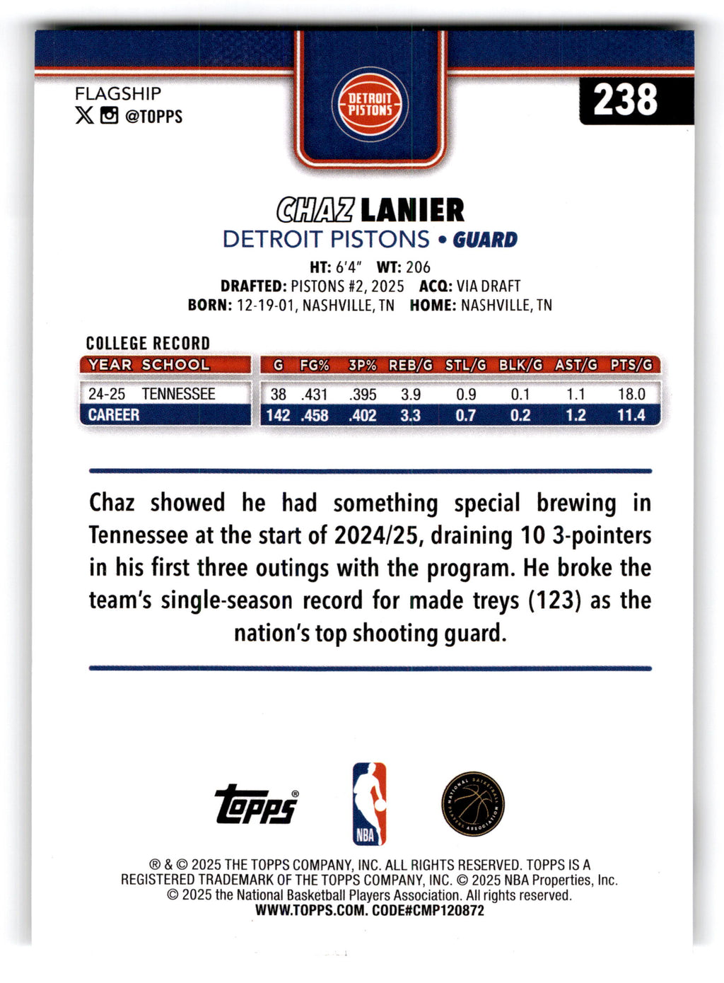 2025 Topps Flagship Chaz Lanier #238 RC