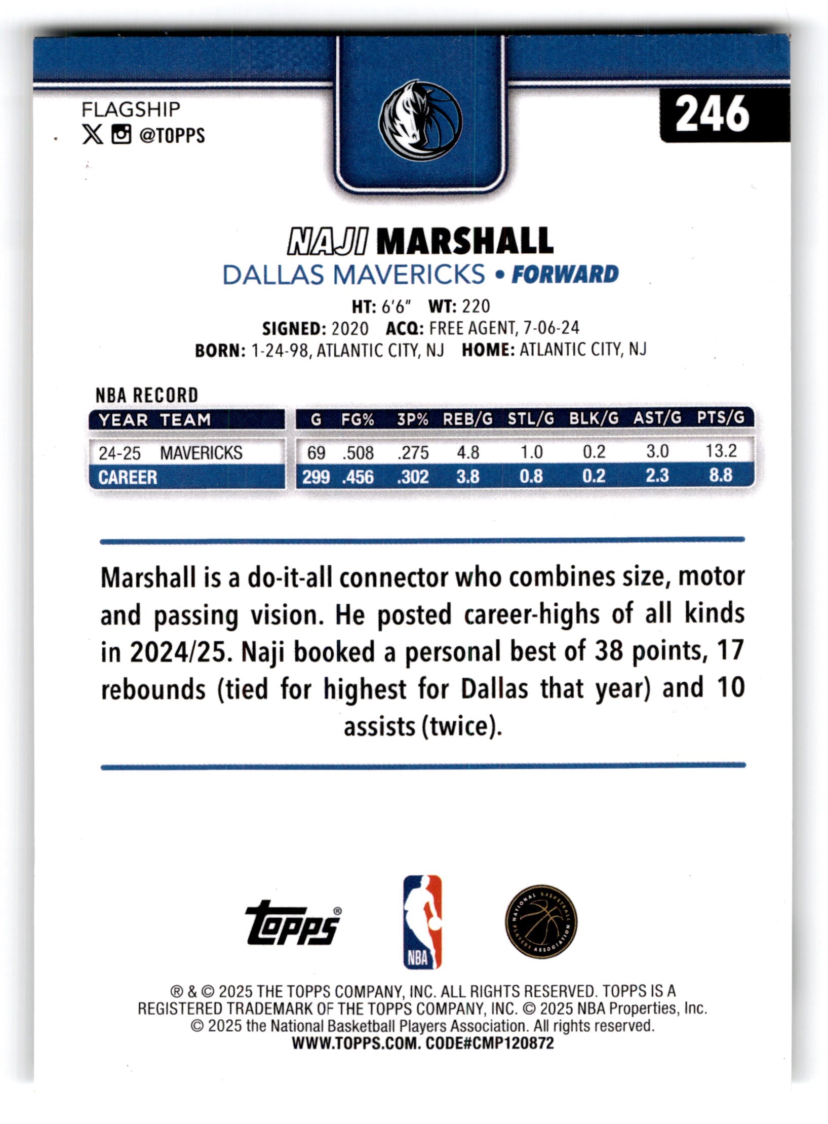 2025 Topps Flagship Naji Marshall #246