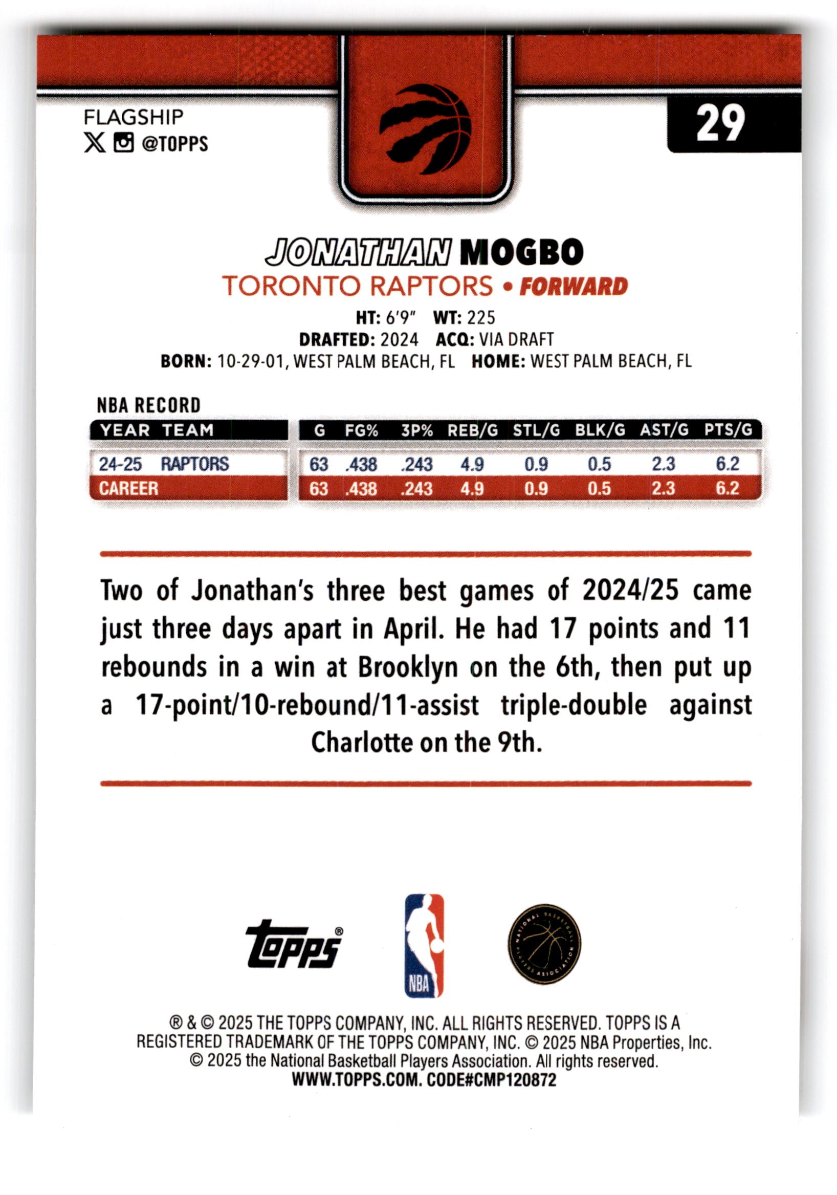 2025 Topps Flagship Jonathan Mogbo #29