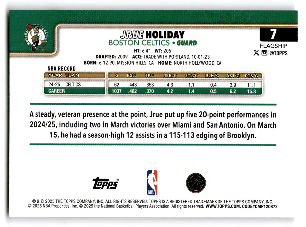 2025 Topps Flagship Jrue Holiday #7